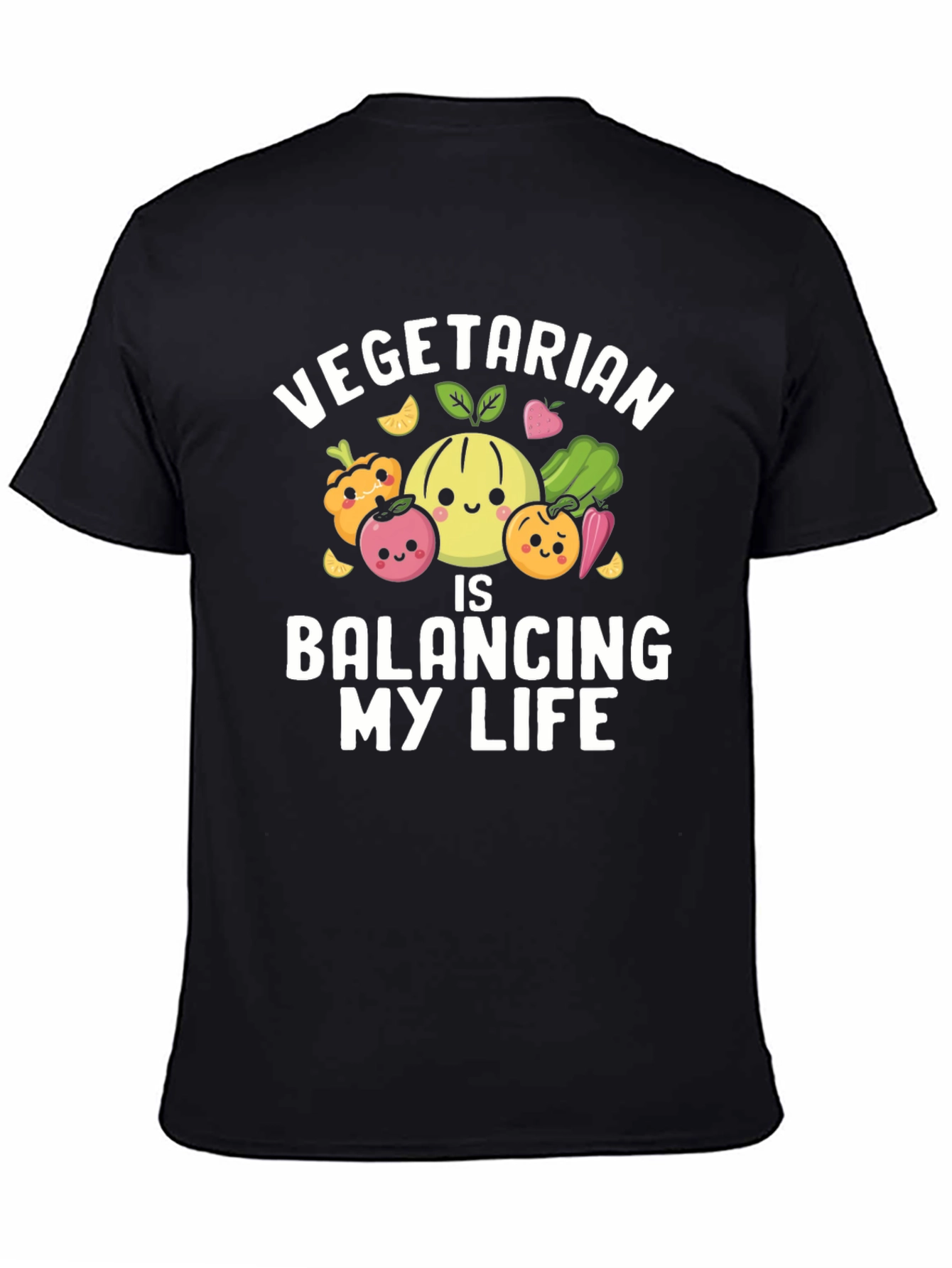 Black Vegetarian Balancing My Life T-Shirt view 4