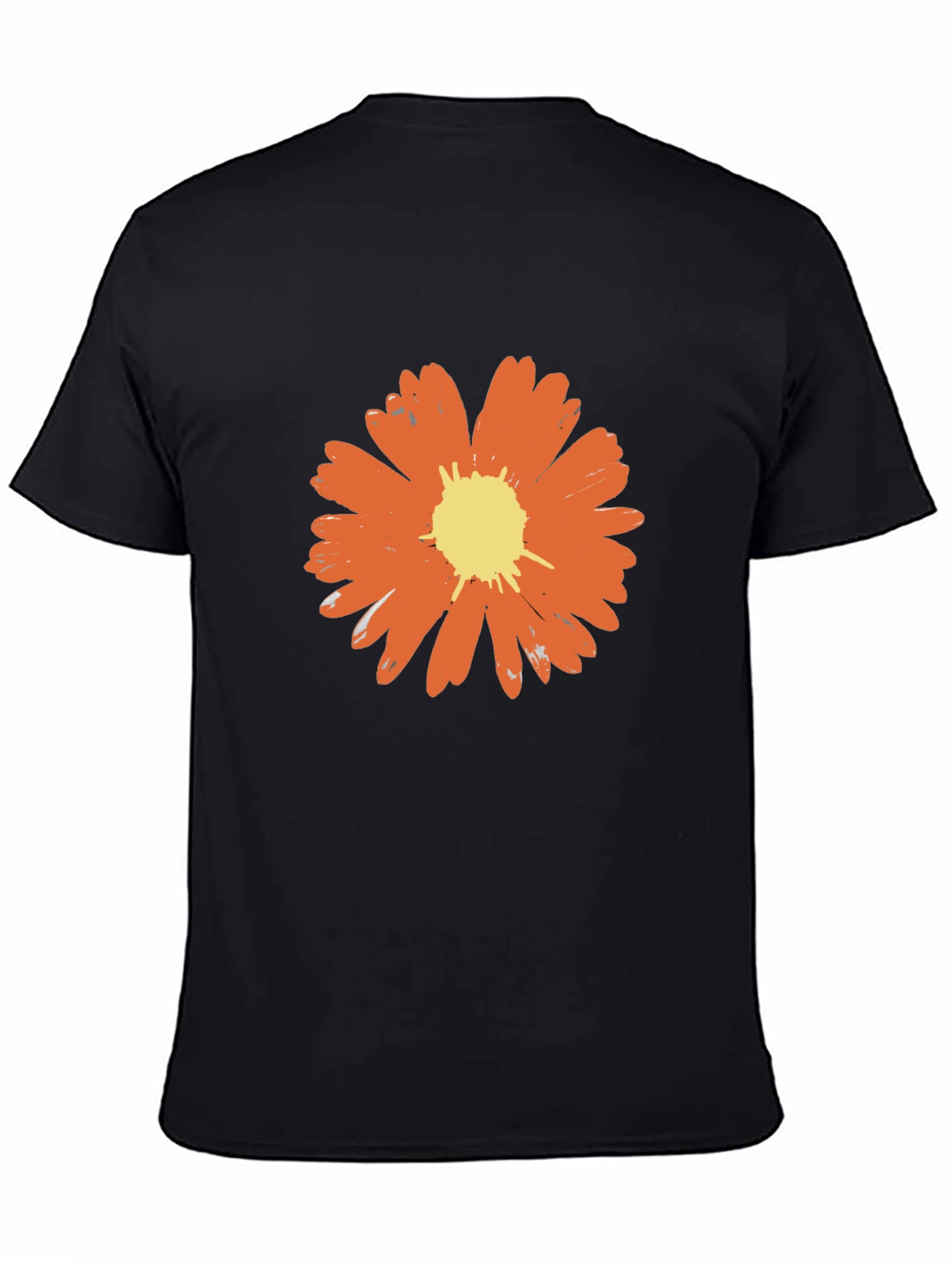 Black Bold Flower Graphic Tee - Black Casual T-Shirt view 4