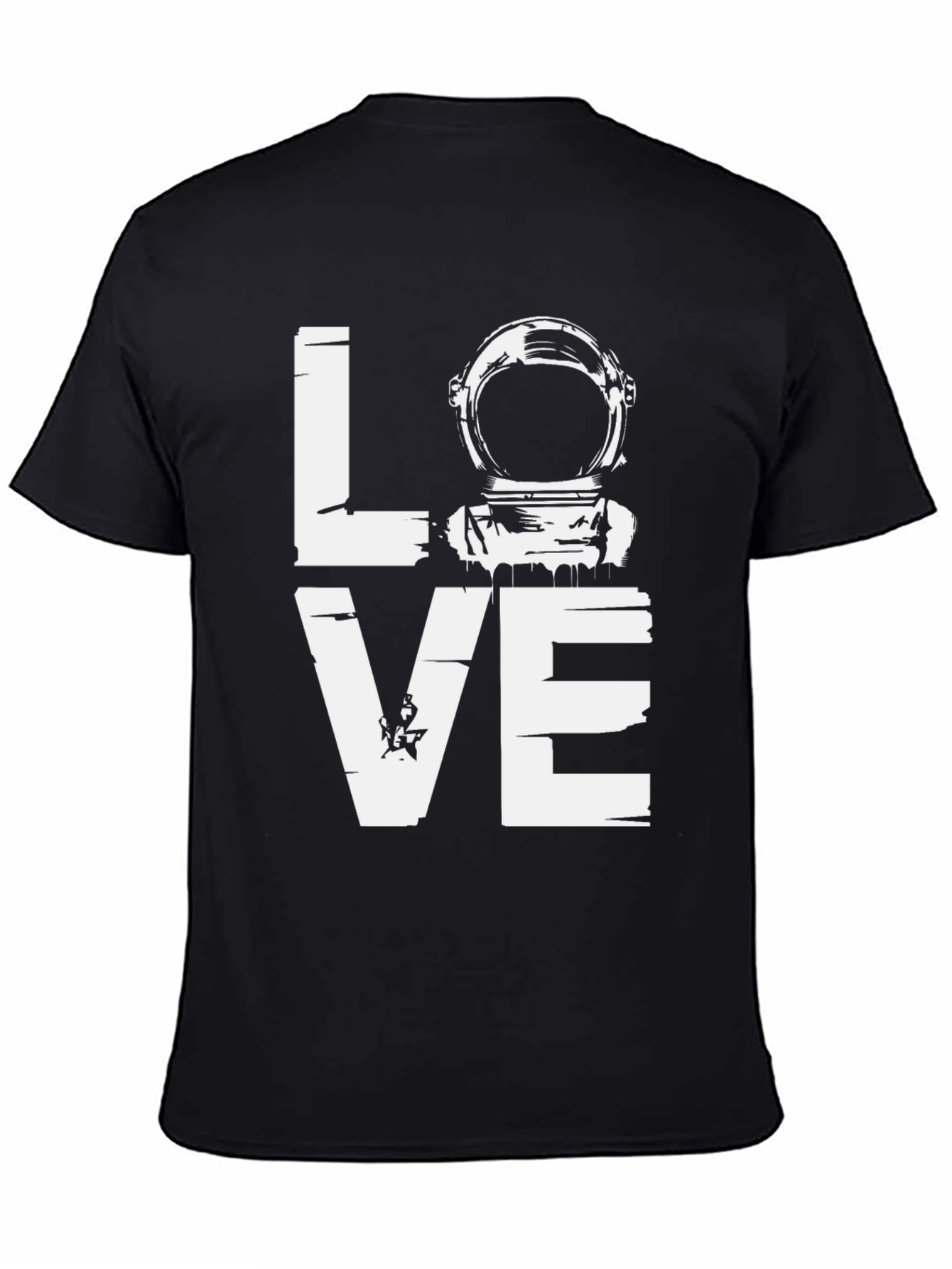 Black Love Astronaut Graphic T-Shirt - Black Cotton Tee view 4