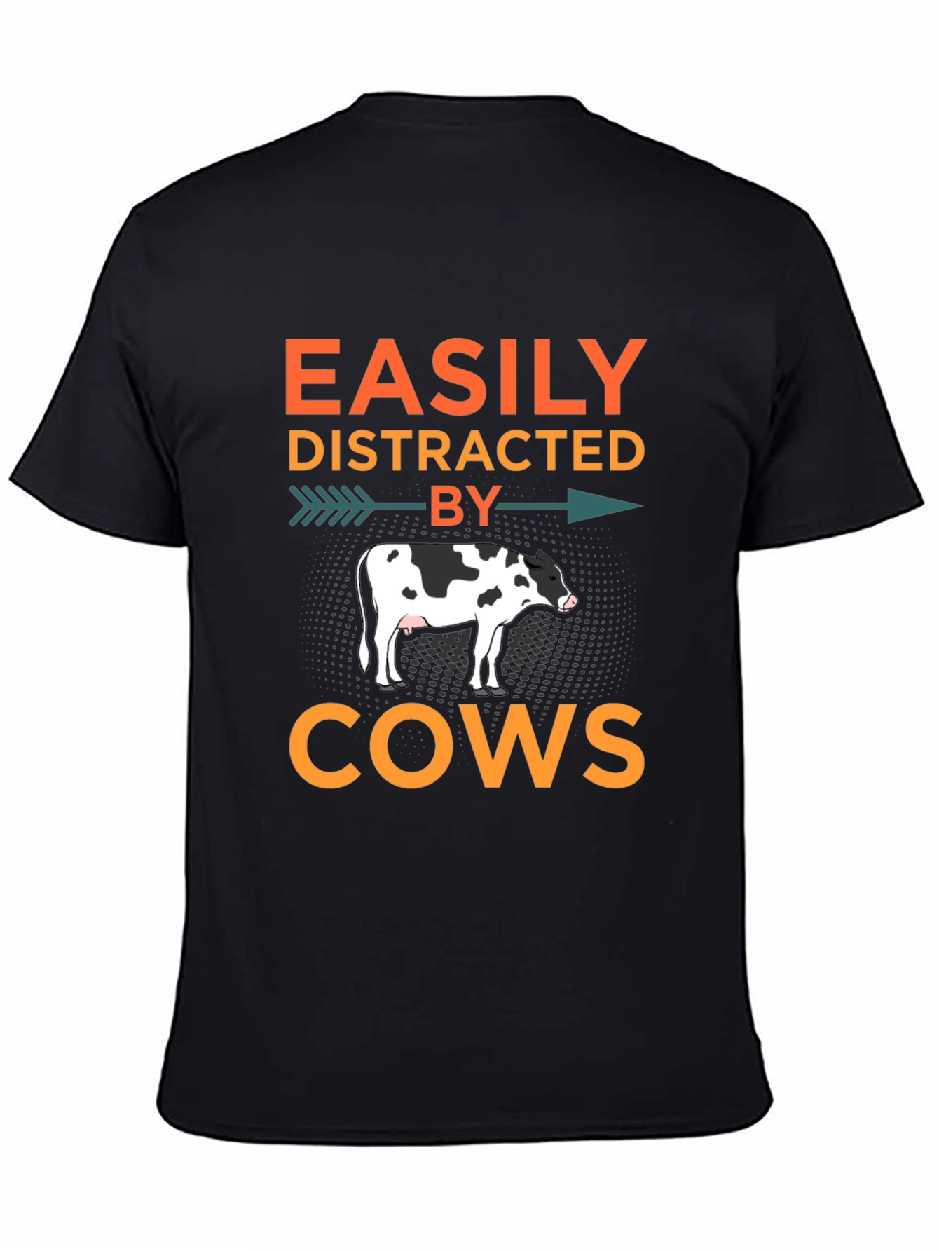 Black Easily Distracted By Cows T-Shirt, Black view 4