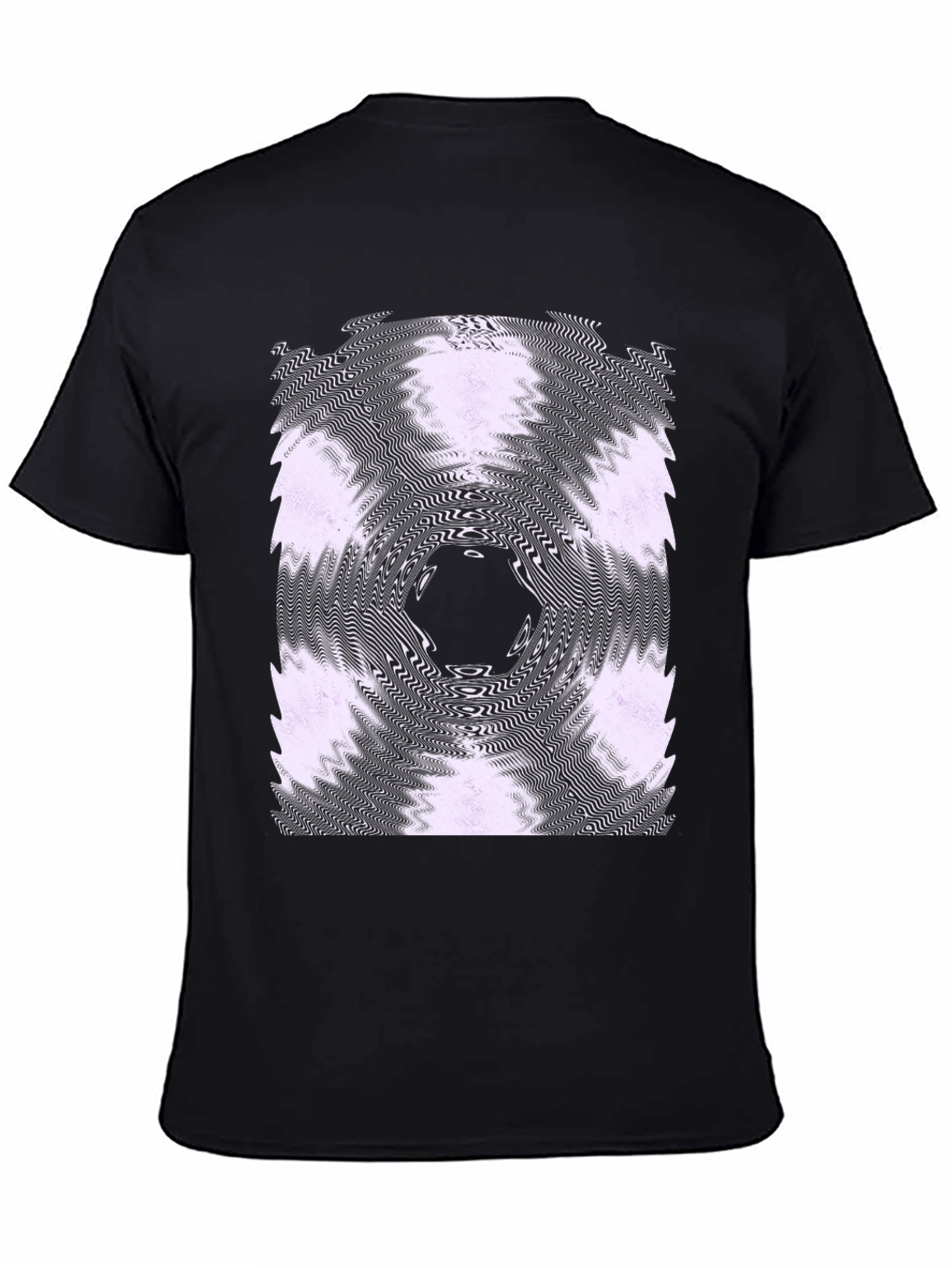 Black Abstract Vortex Graphic Tee - Black Cotton Blend view 4