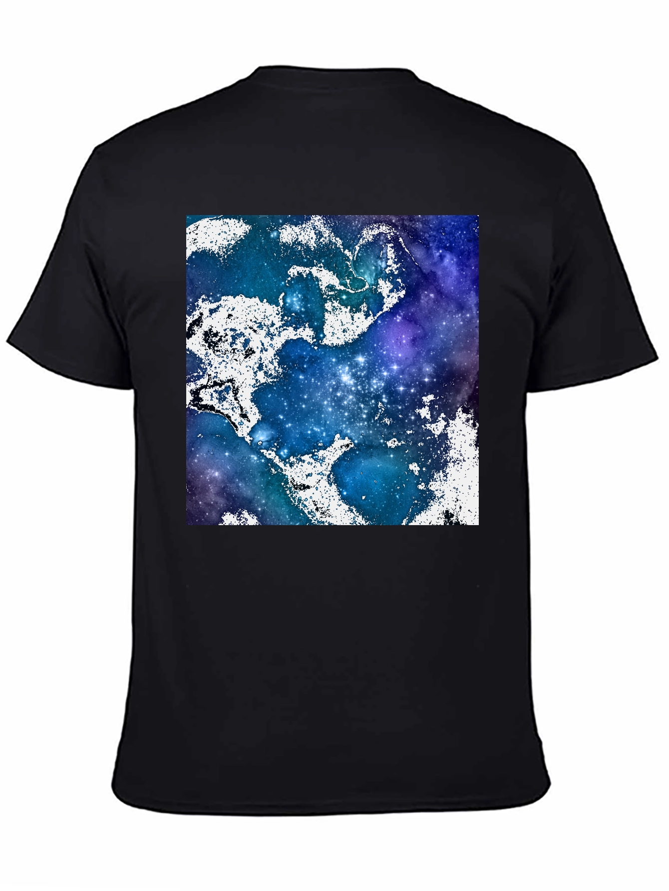 Black Galaxy Print Crew Neck T-Shirt view 4