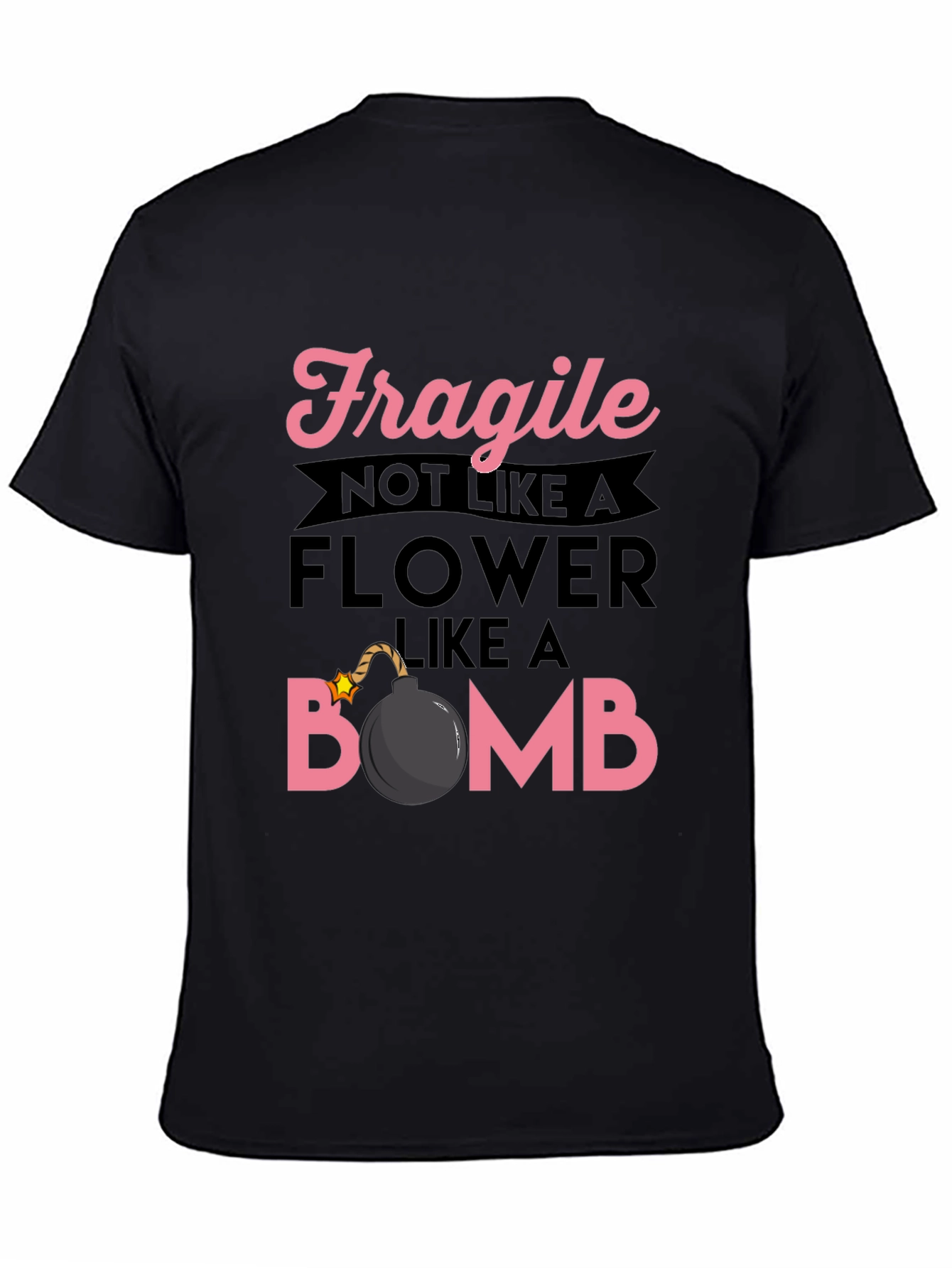 Black Fragile Like A Bomb Graphic T-Shirt view 4