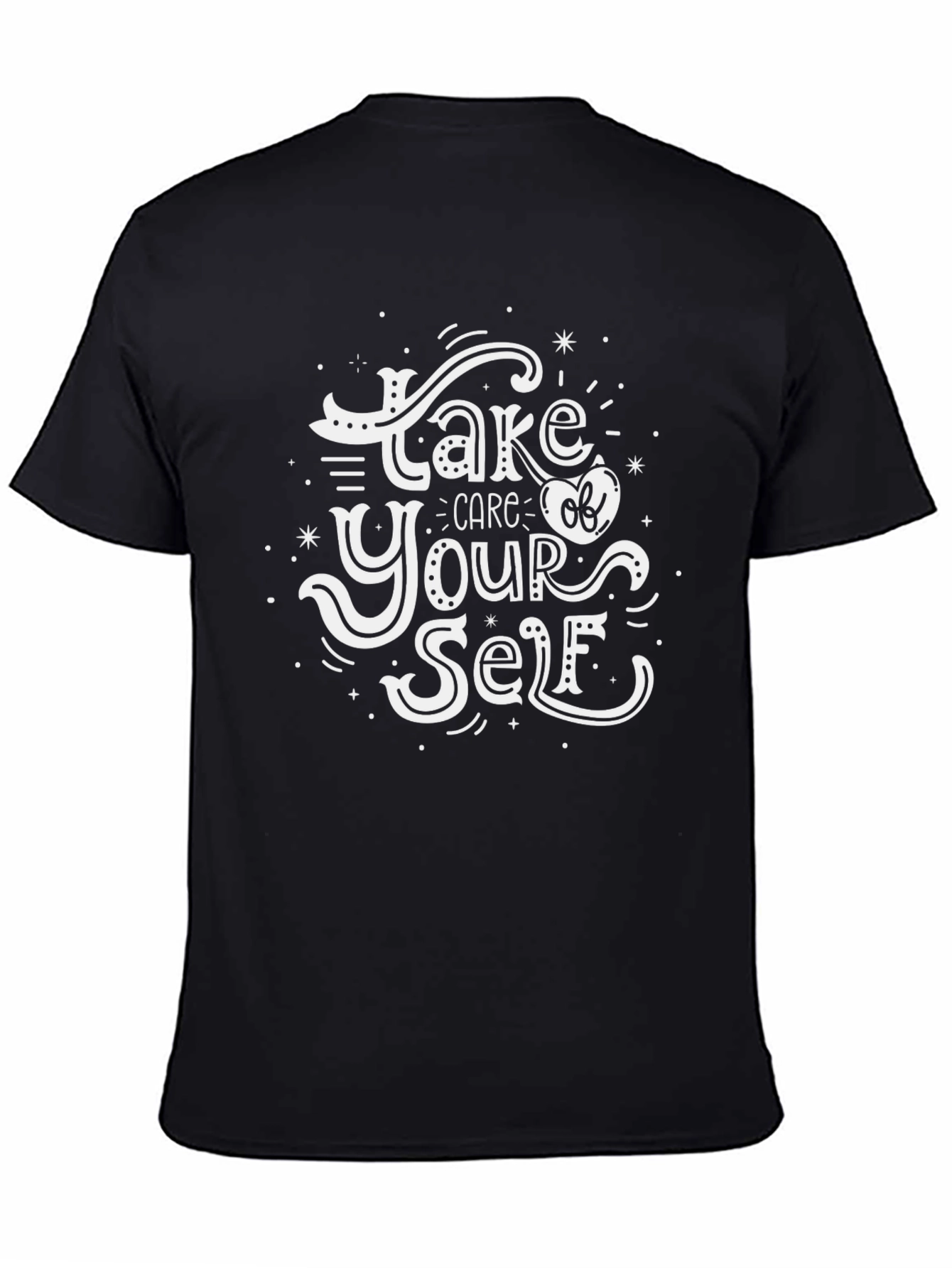 Black Take Care Of Yourself Graphic Tee - Black Cotton Comfort view 4