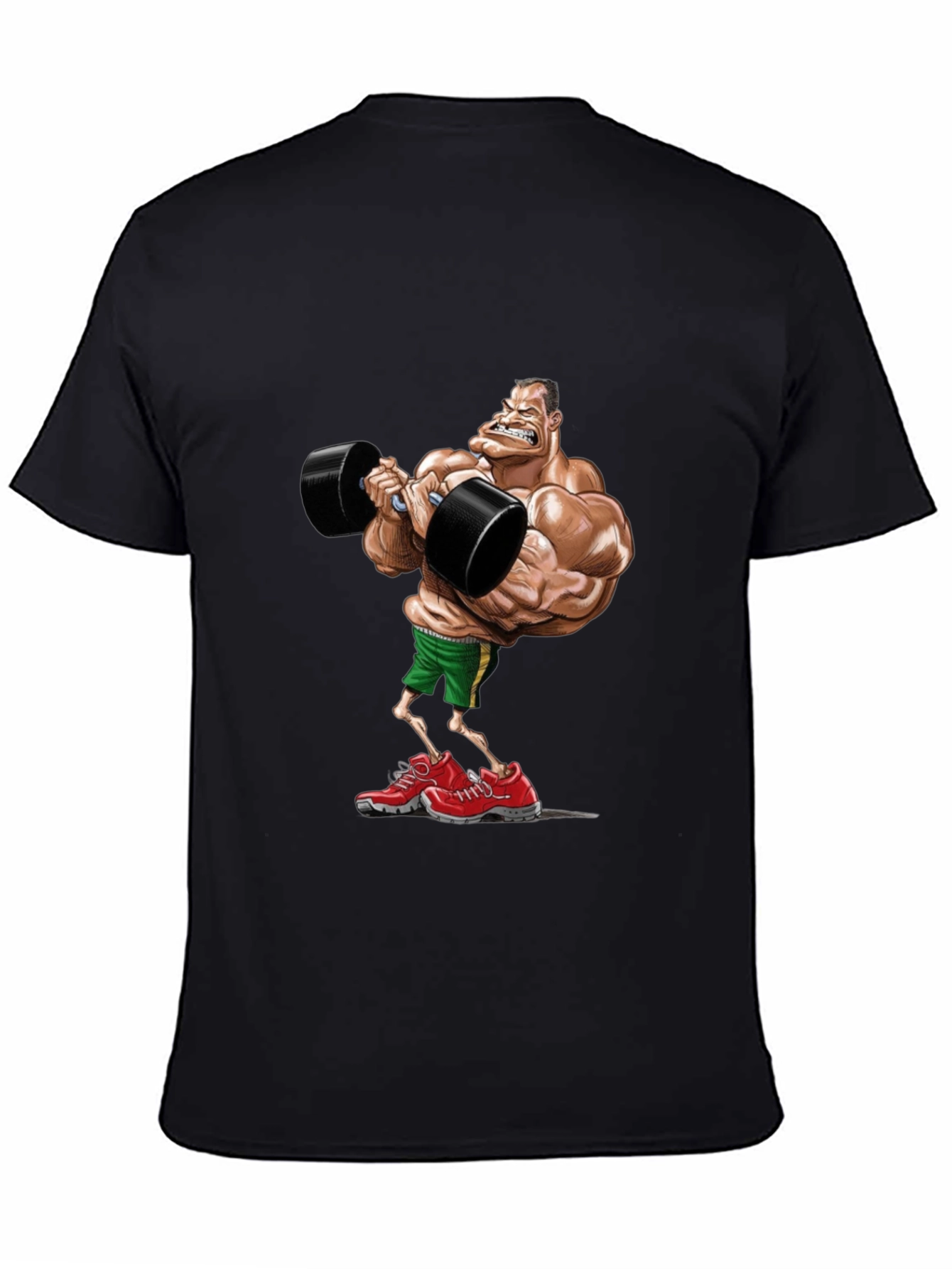 Black Cartoon Bodybuilder Black T-Shirt view 4