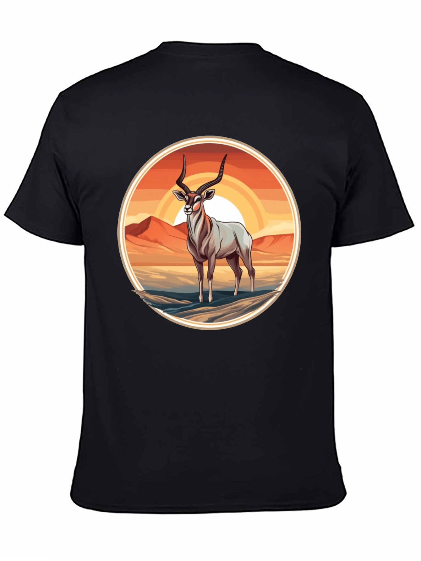 Black Antelope Graphic Tee - Desert Sunset Design view 4