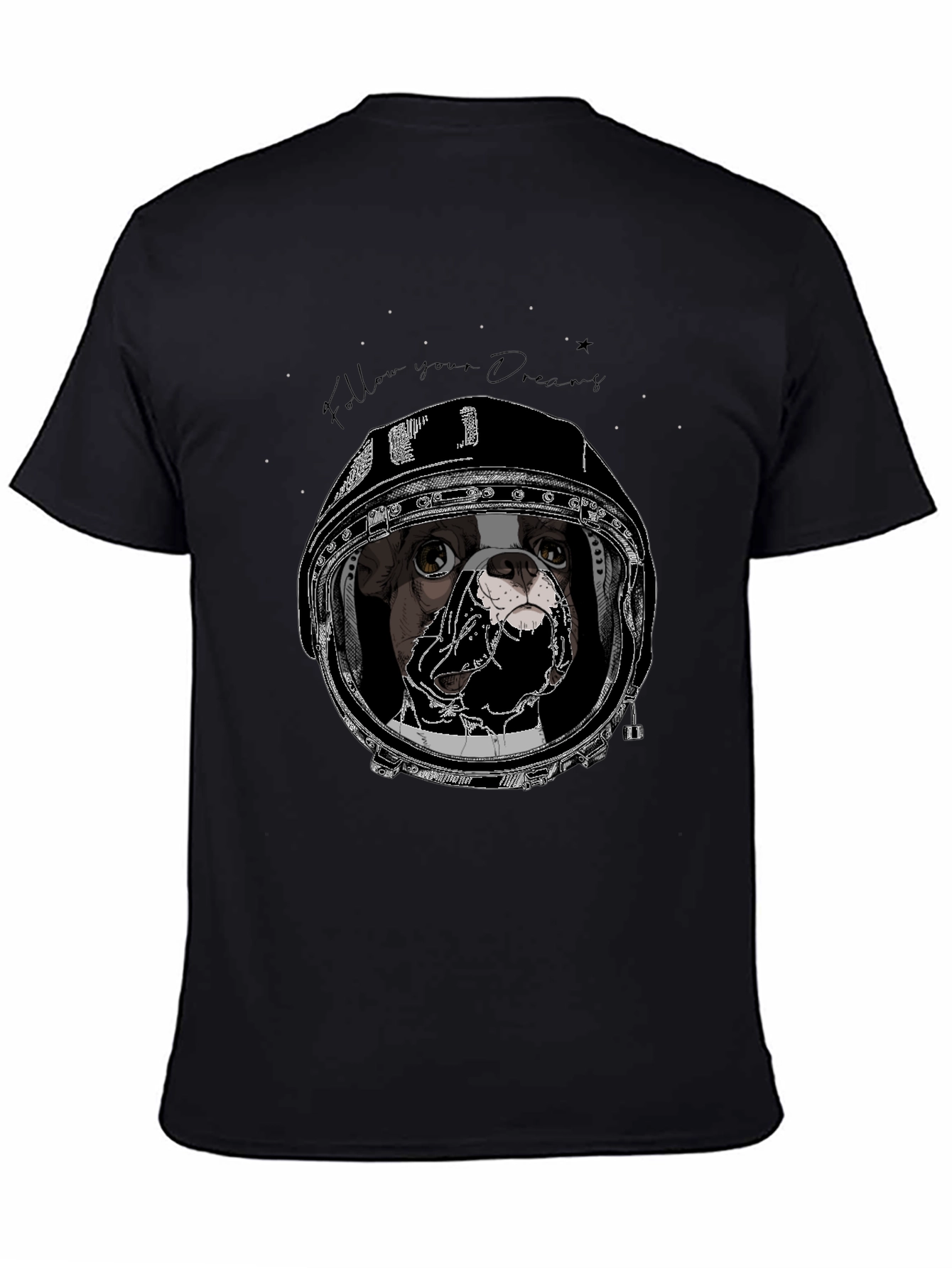 Black Dog Astronaut Graphic Black T-Shirt view 4