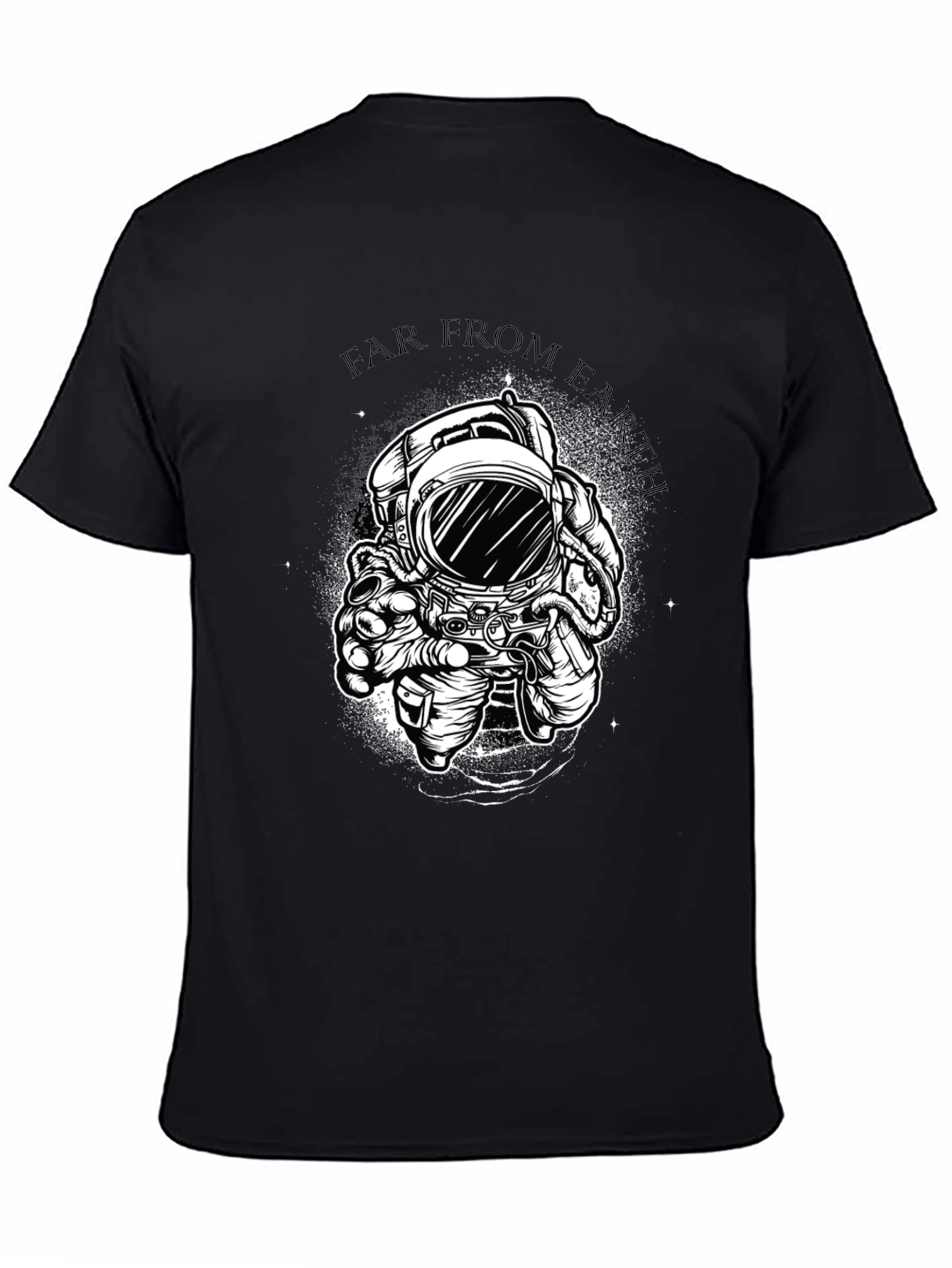Black Far From Earth Graphic Print Black T-Shirt view 4