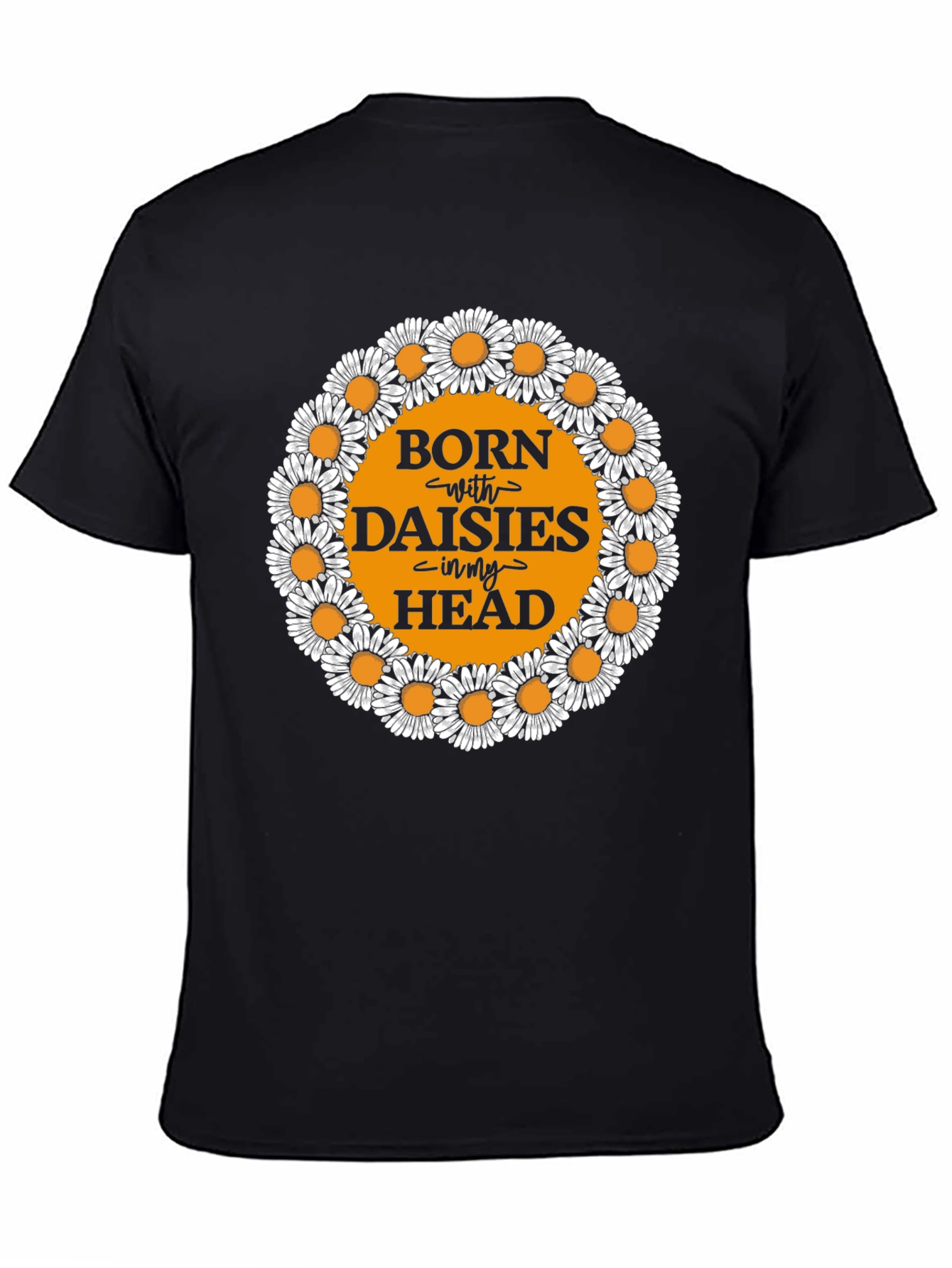 Black Daisy Head T-Shirt - Unique Floral Graphic Tee view 4