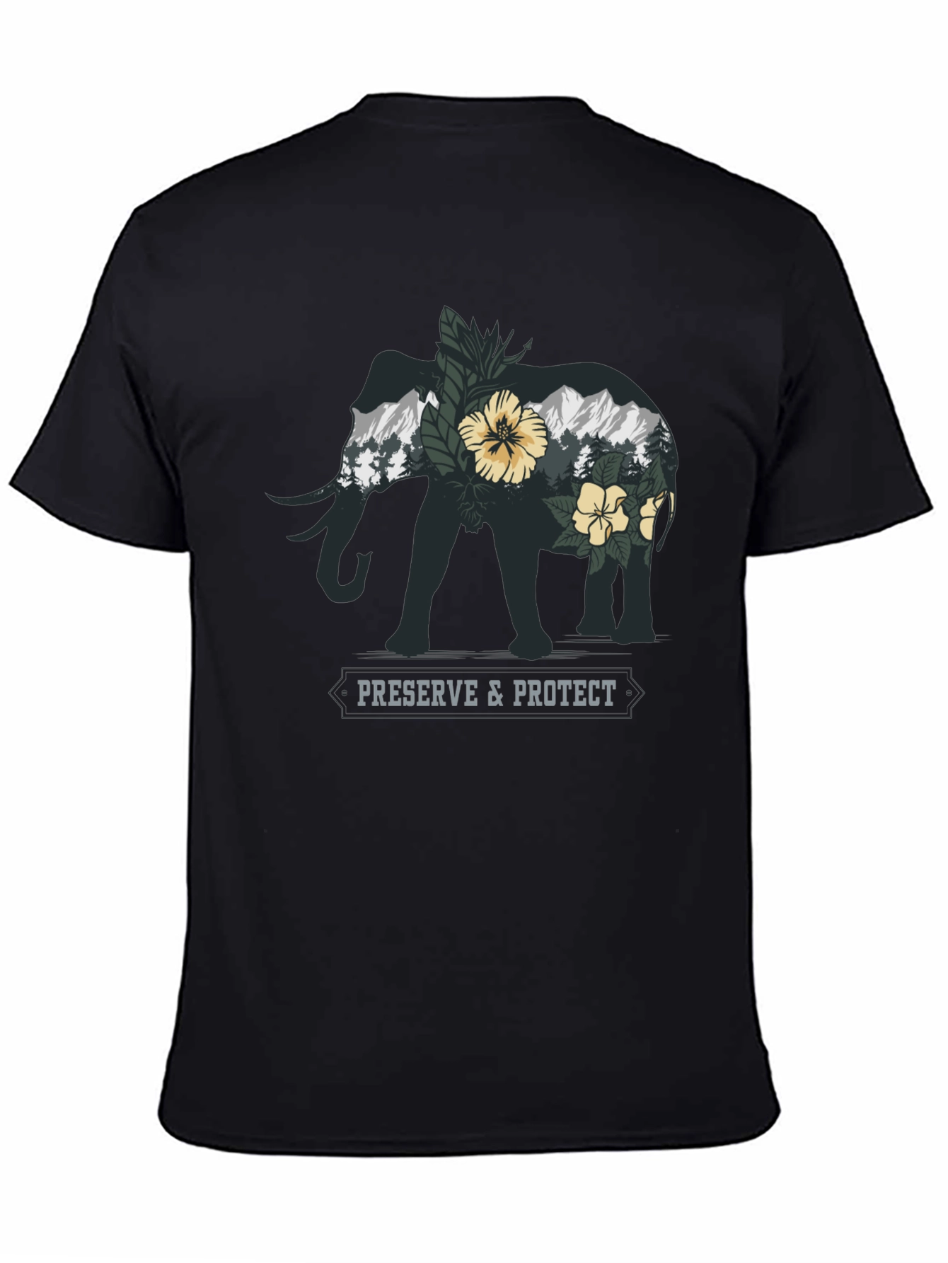 Black Elephant Nature Conservation Graphic Tee view 4