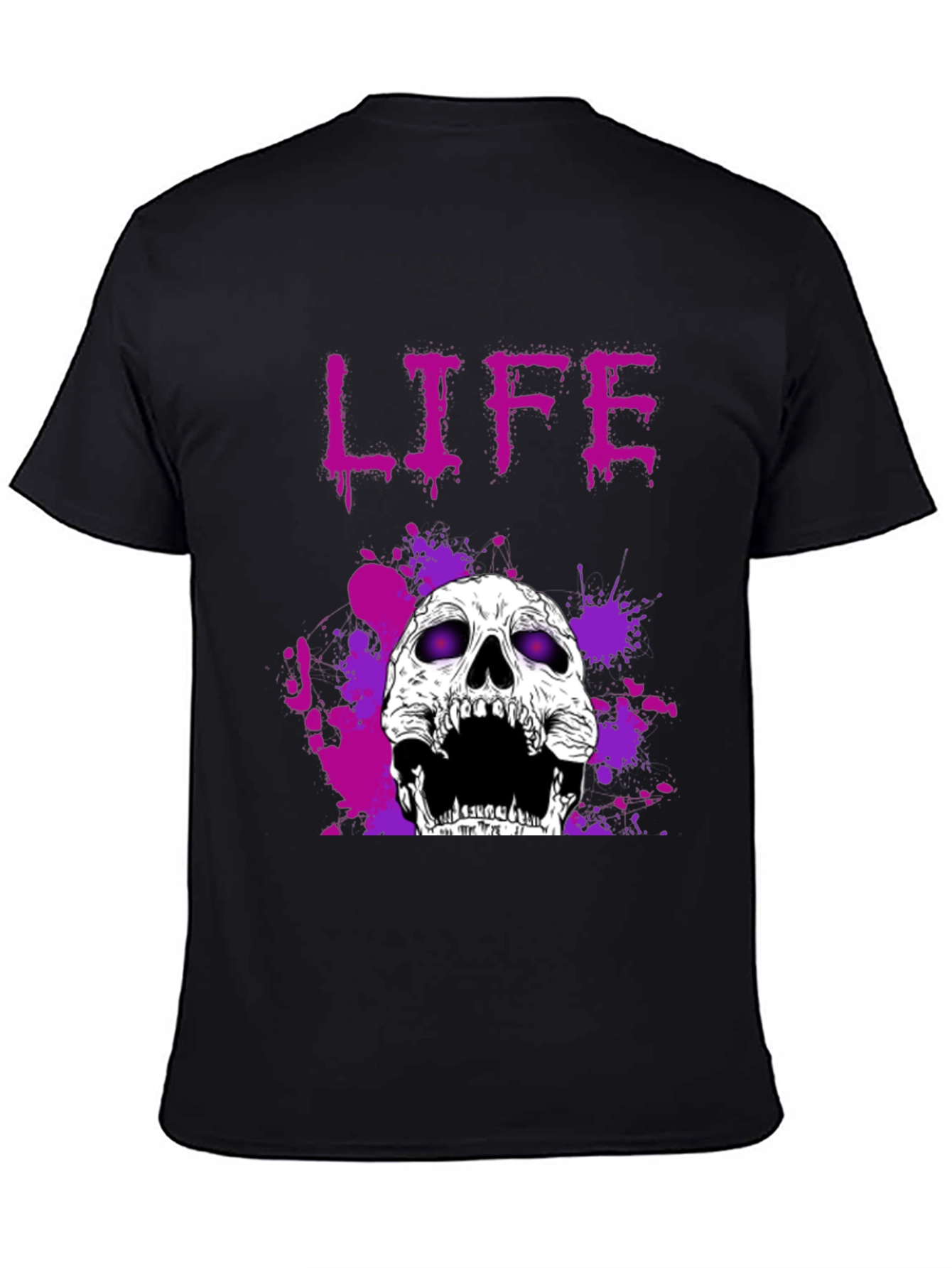 Black Life Skull Graphic Tee - Black view 4