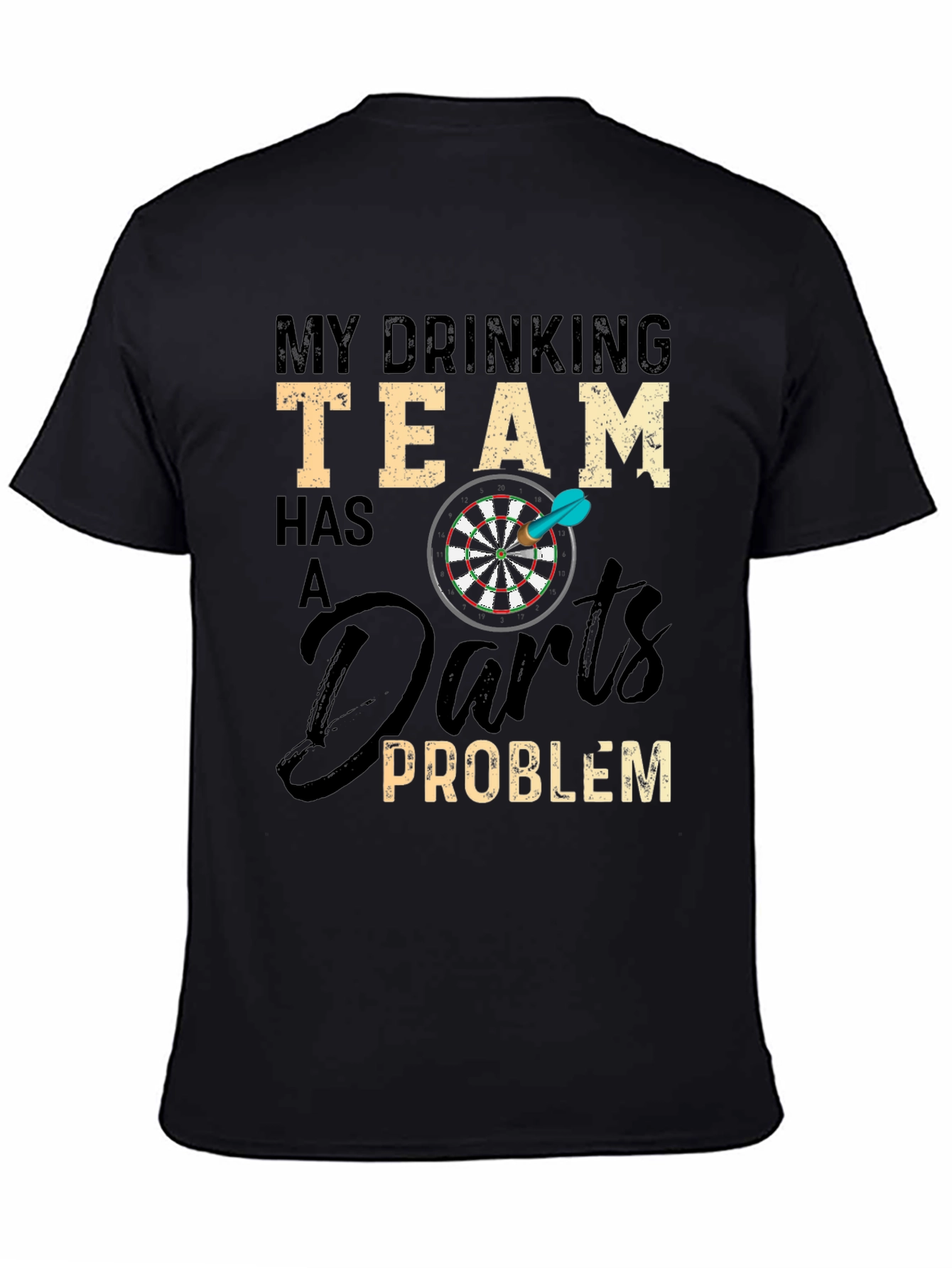 Black Drinking Team Darts Problem T-Shirt view 4