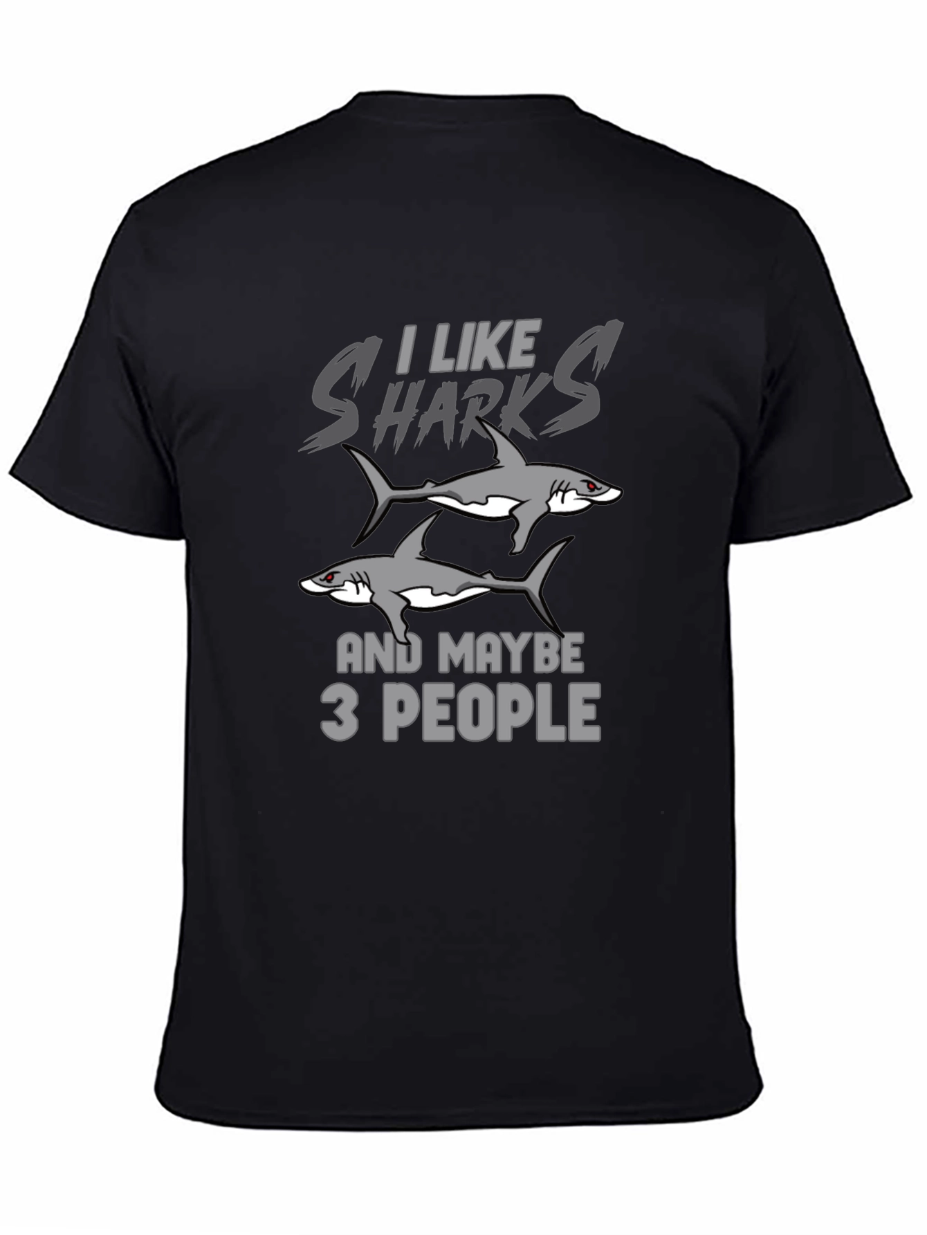 Black I Like Sharks T-Shirt - Graphic Tee - Unisex view 4