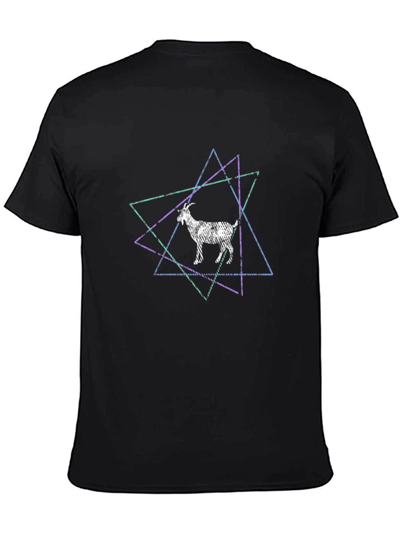 Black Geometric Goat Graphic Tee - Black Cotton Blend view 4