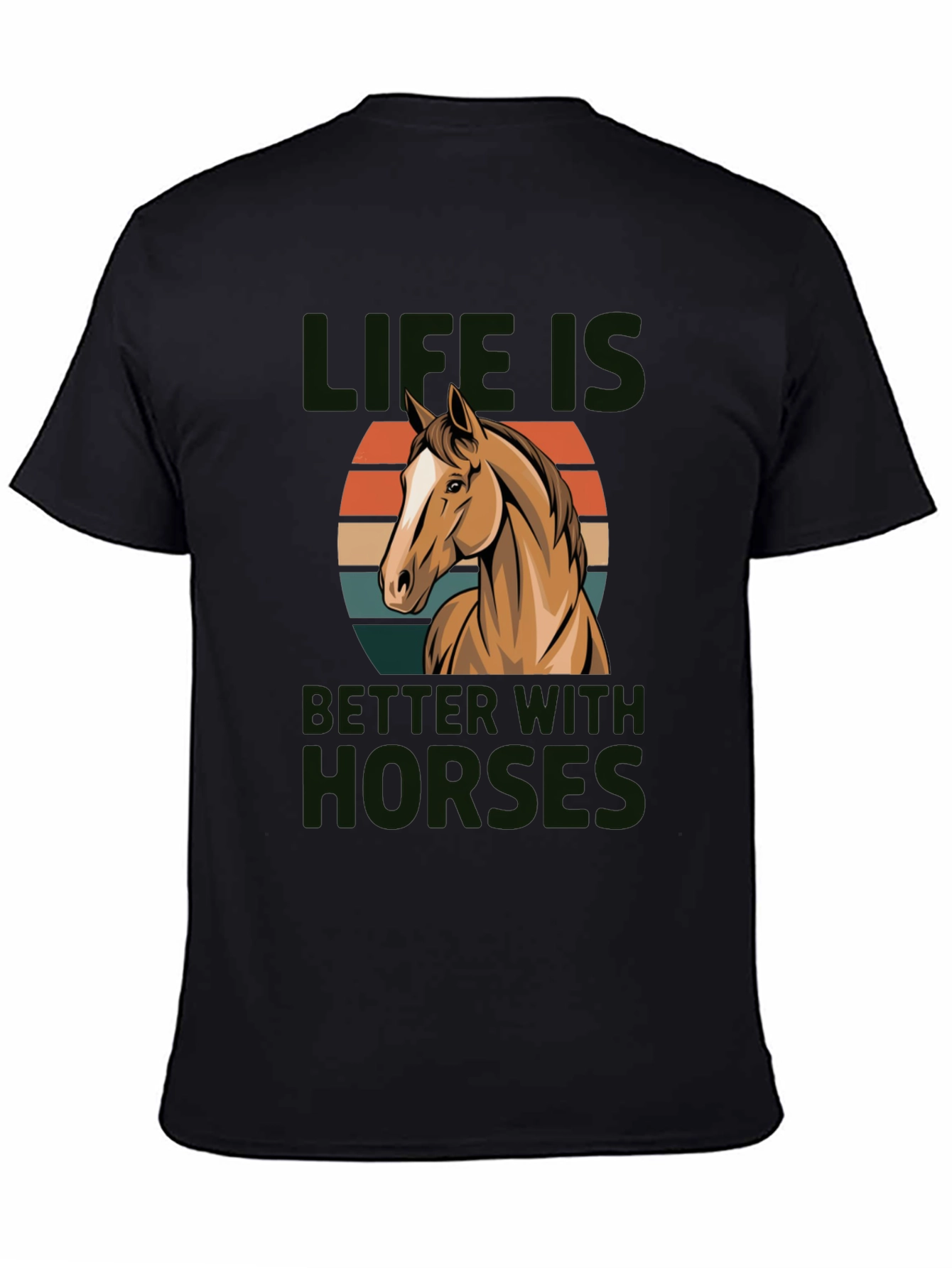 Black Life Is Better With Horses Graphic Tee Shirt view 4