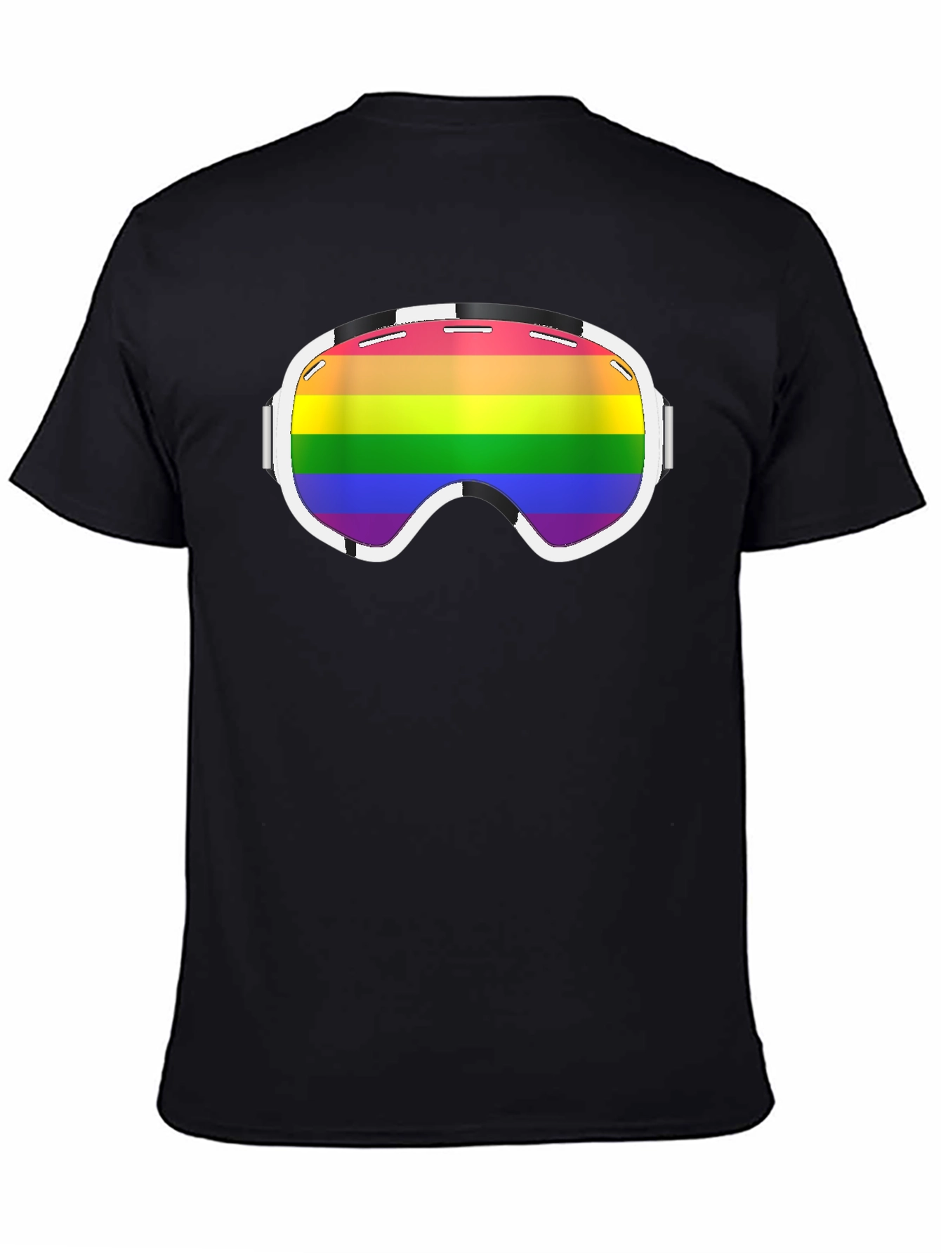 Black Rainbow Ski Goggles Graphic Tee - Black view 4
