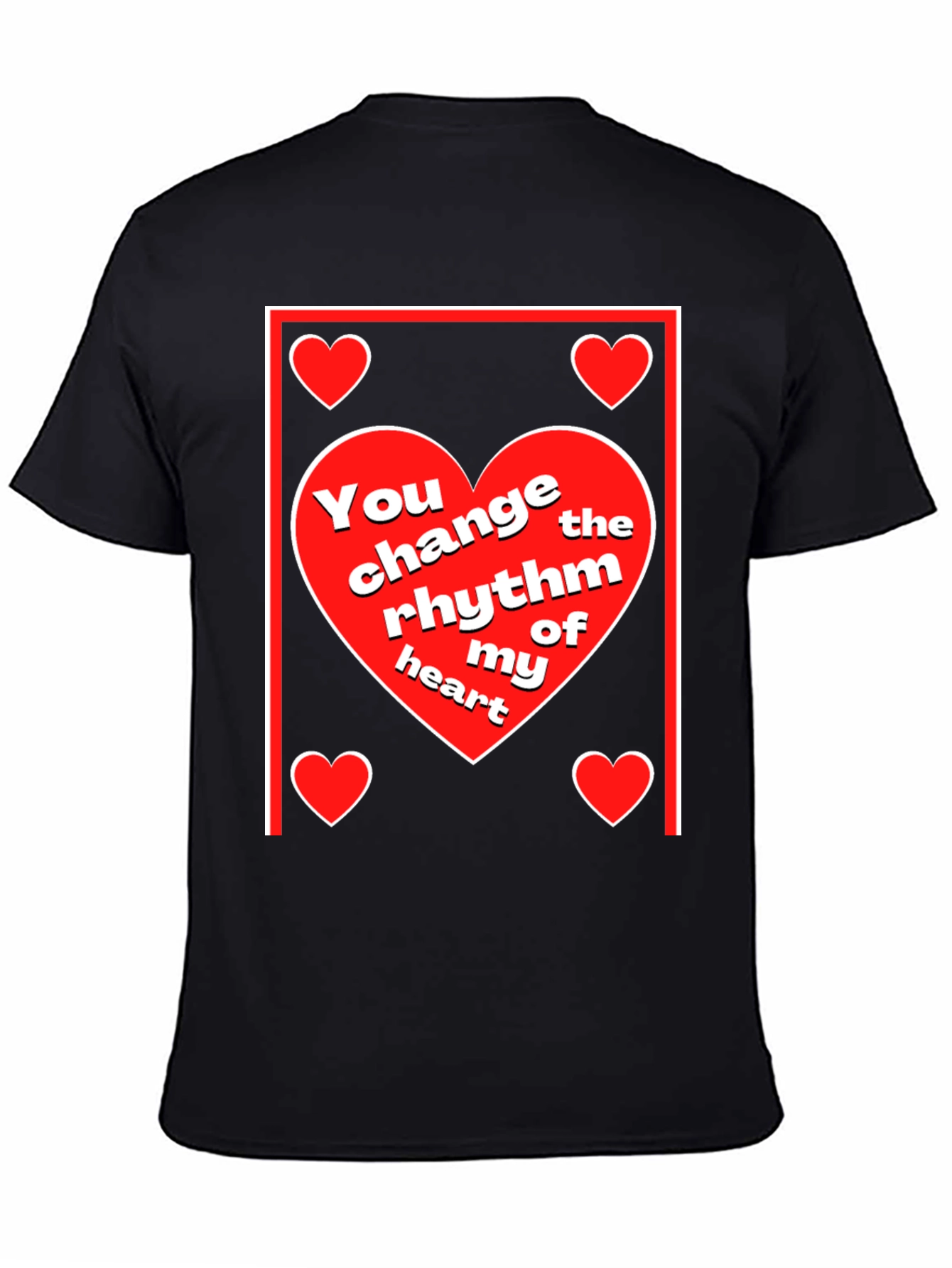 Black Heart Rhythm T-Shirt - Love & Romance Design view 4