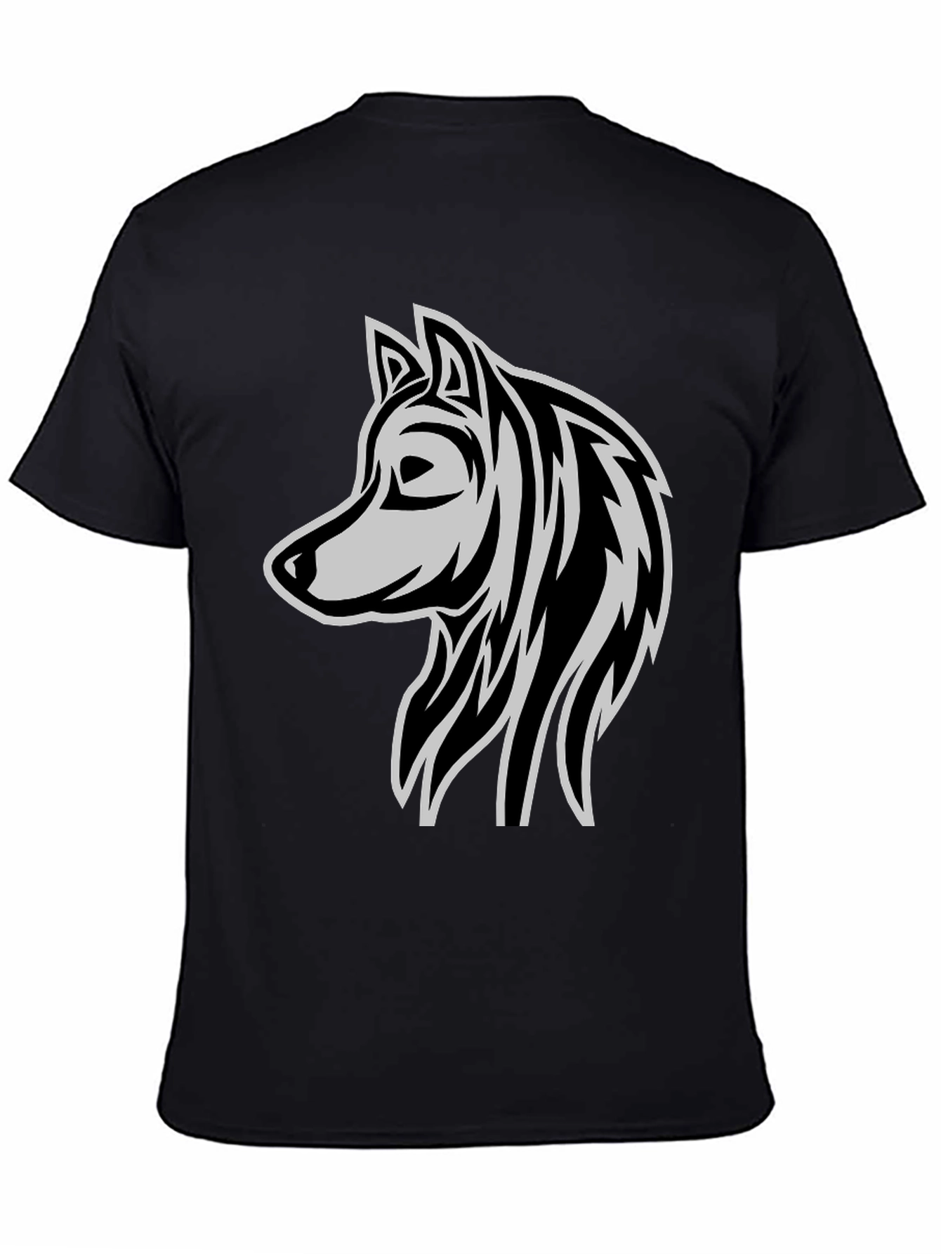 Black Wolf Graphic Black T-Shirt - Stylish Animal Design view 4