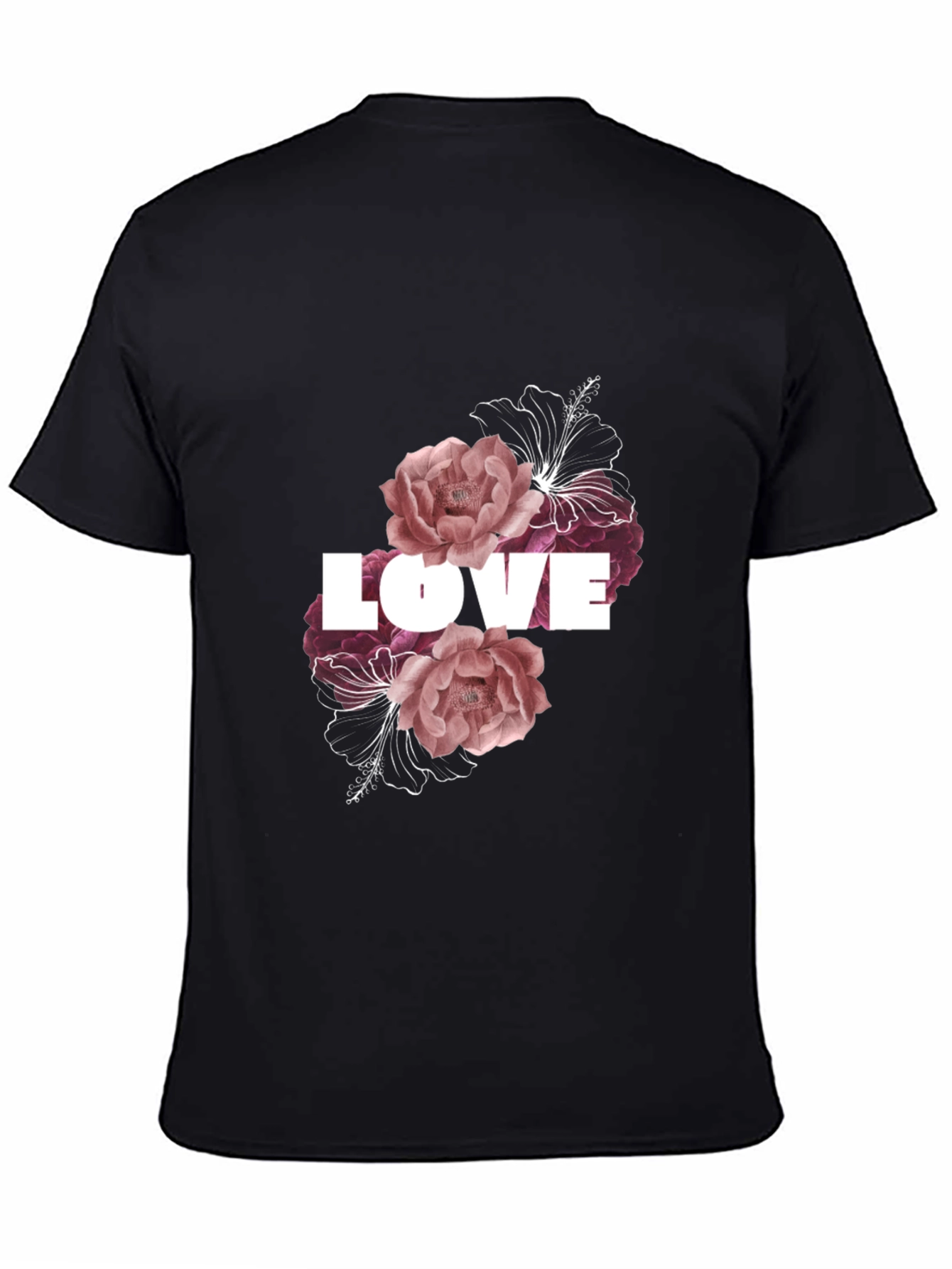 Black Floral Love T-Shirt - Black view 4