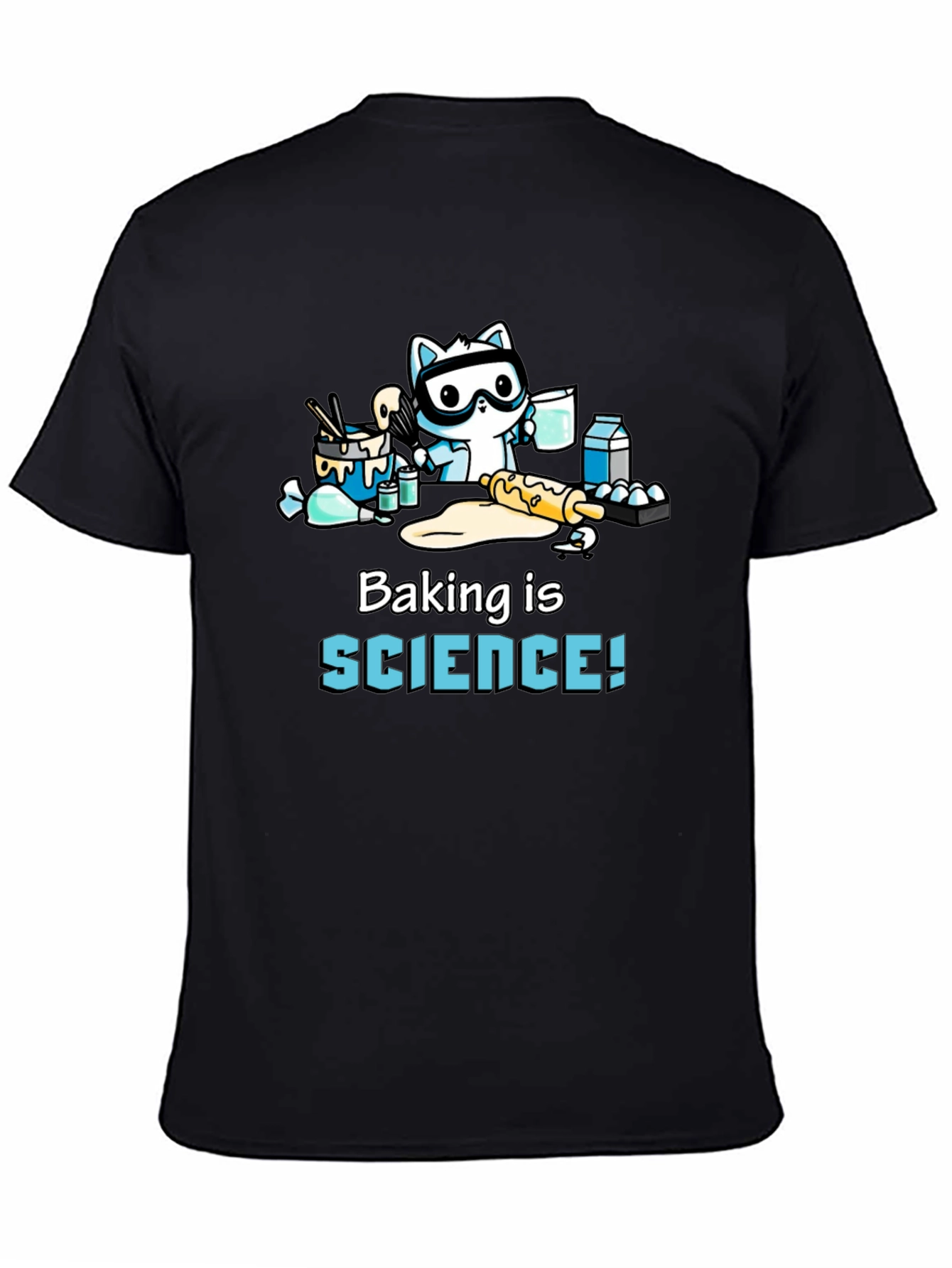 Black Baking is Science! T-Shirt with Cute Cat Baker view 4