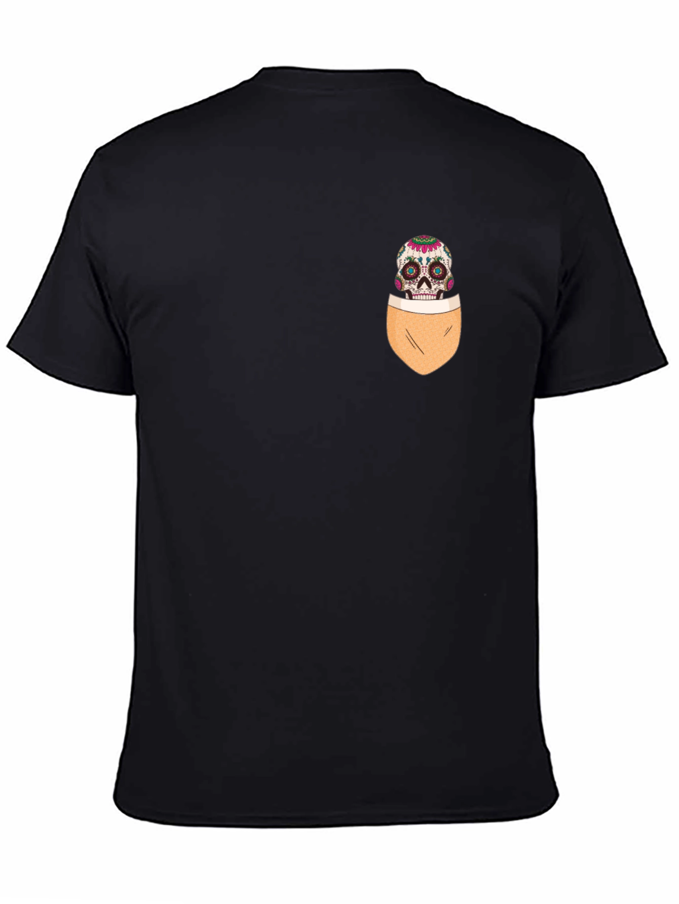 Black Skull Pocket Graphic T-Shirt - Men's Casual Tee view 4