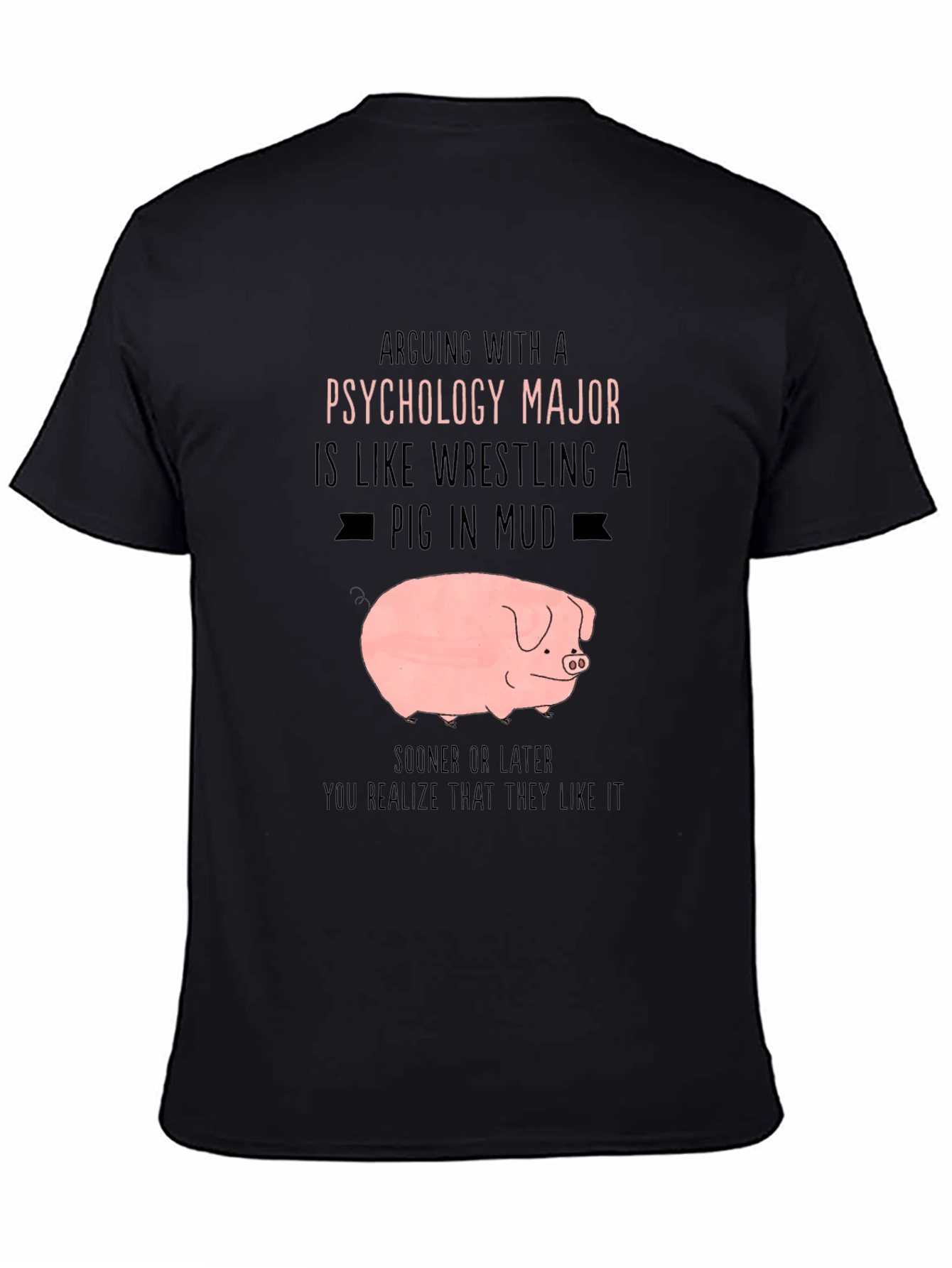 Black Psychology Major Pig T-Shirt view 4
