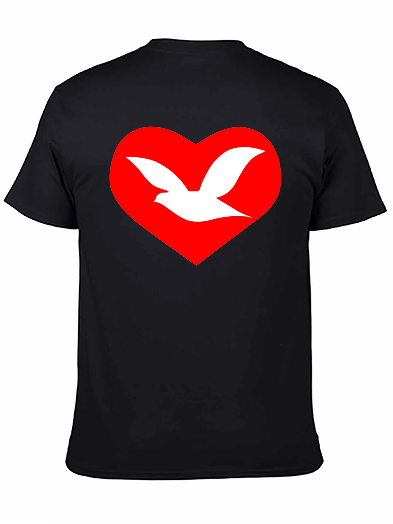 Black Dove Heart Graphic T-Shirt - Unisex Black Tee view 4