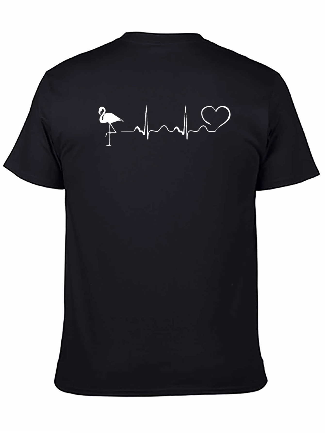 Black Flamingo Heartbeat Graphic Tee - Black Cotton T-Shirt view 4