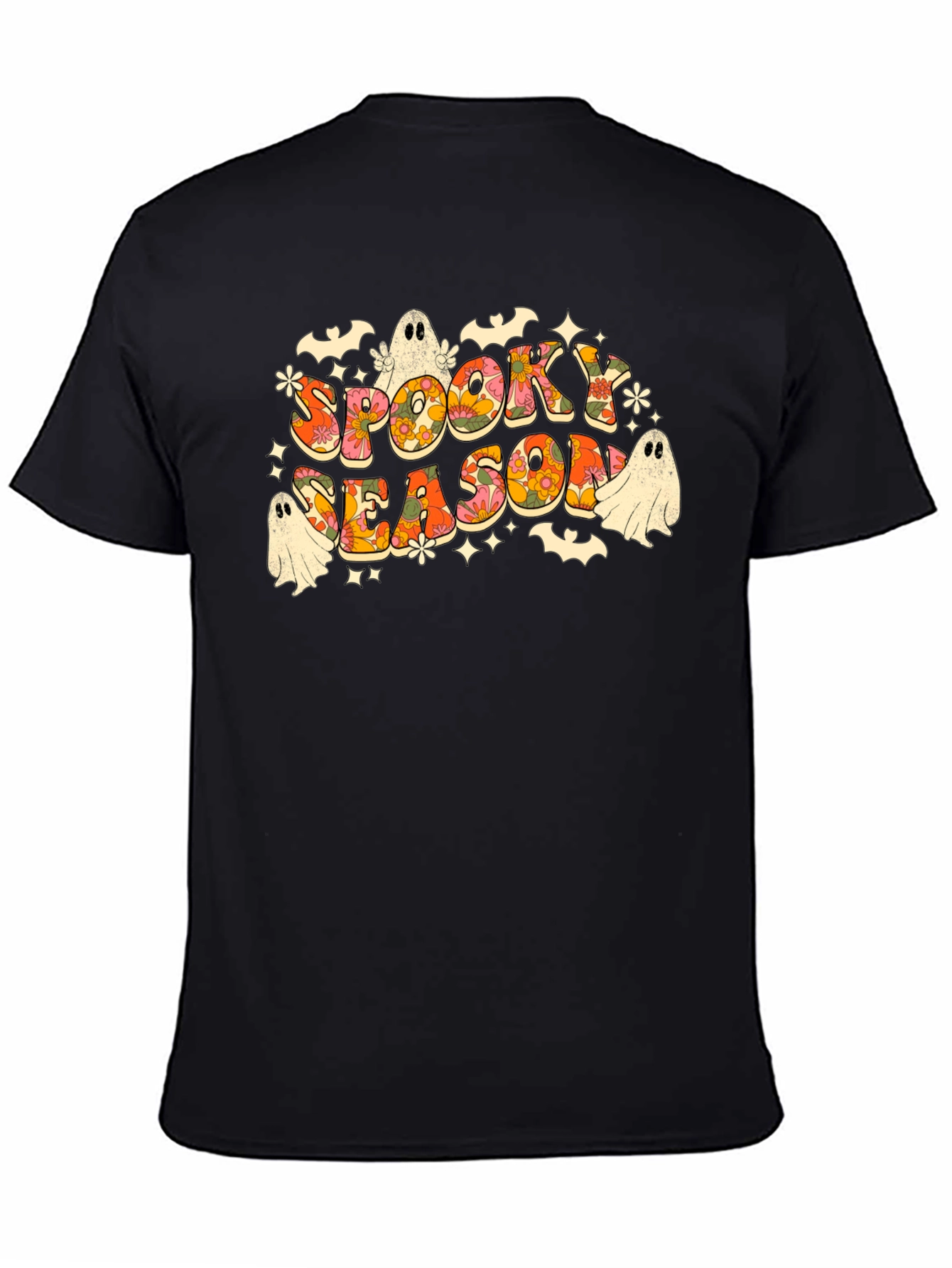 Black Spooky Season Retro Halloween Graphic T-Shirt view 4