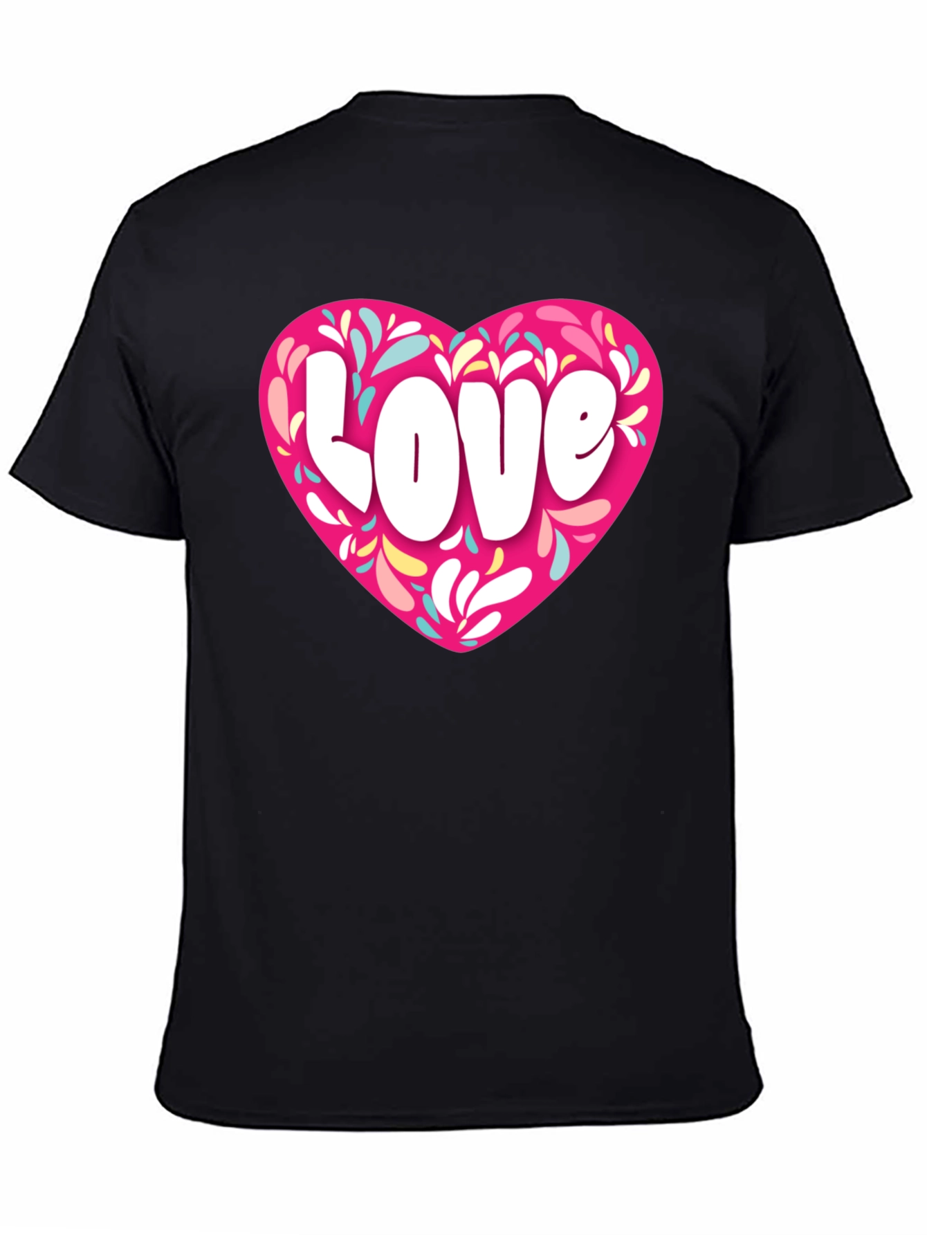 Black Love Heart Graphic Black T-Shirt view 4