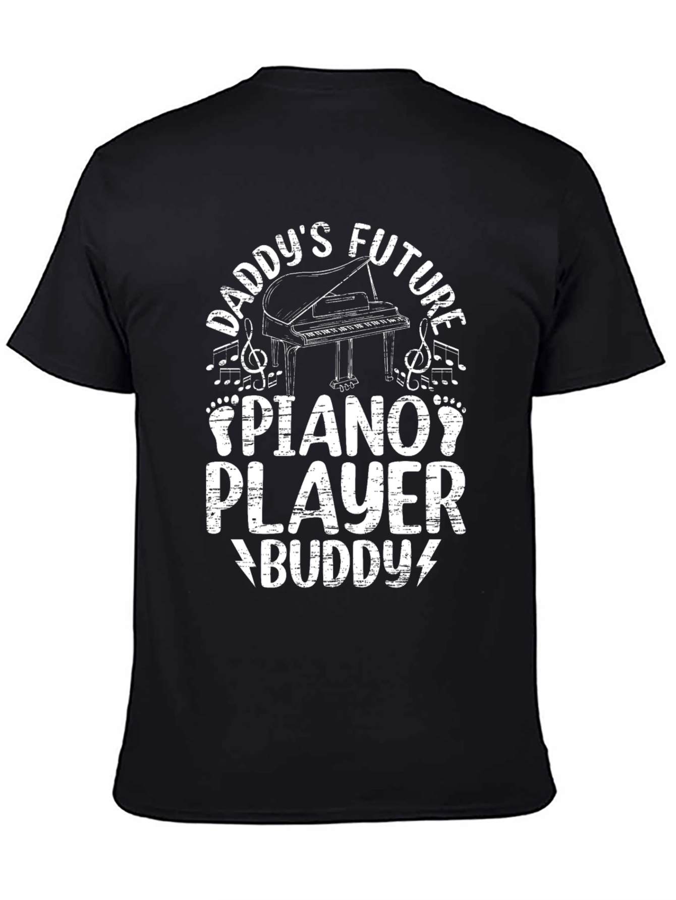 Black Daddy's Future Piano Player Buddy T-Shirt view 4
