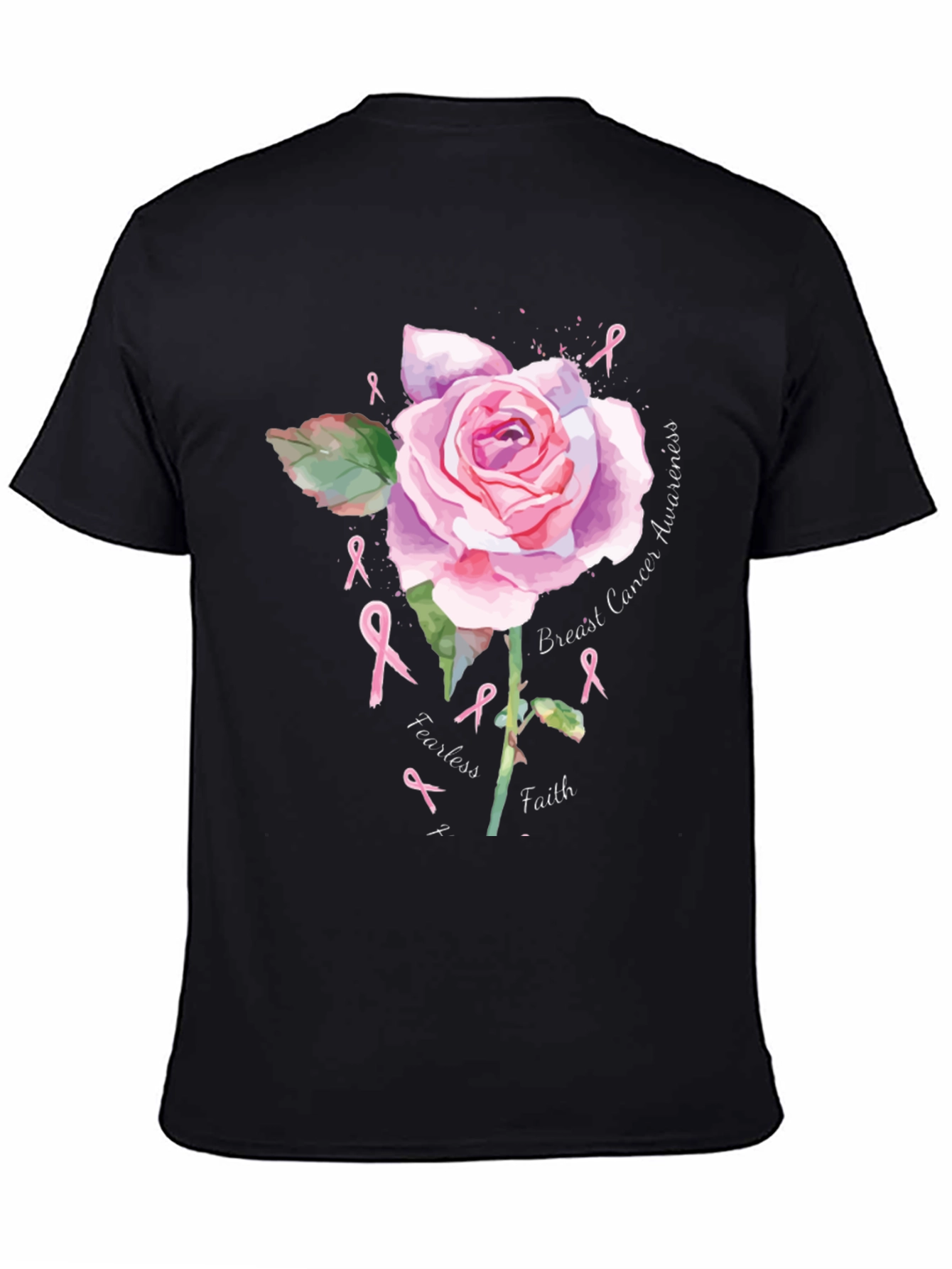 Breast Cancer Awareness Rose Graphic Tee - 4