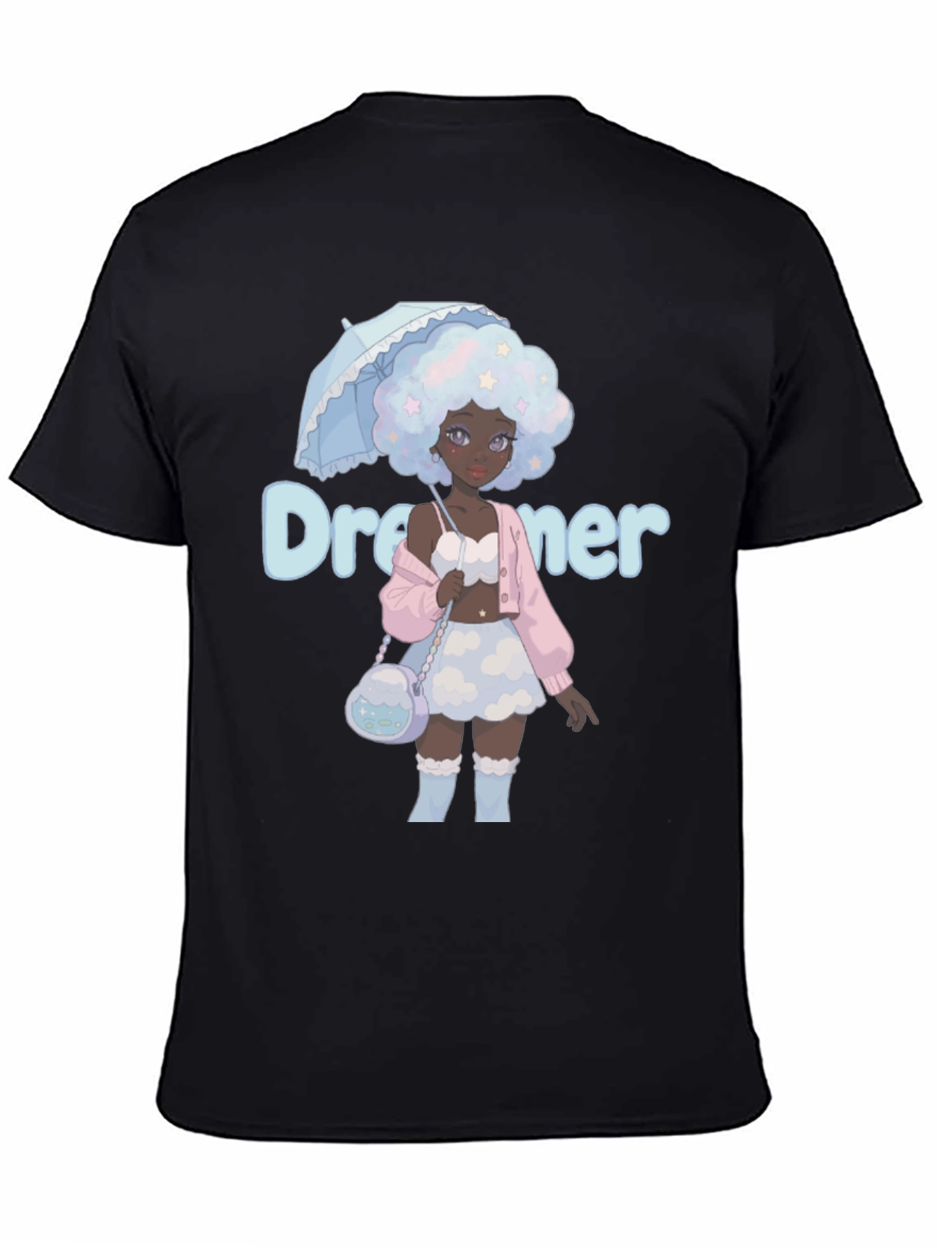 Black Dreamer Anime Girl Graphic T-Shirt view 4