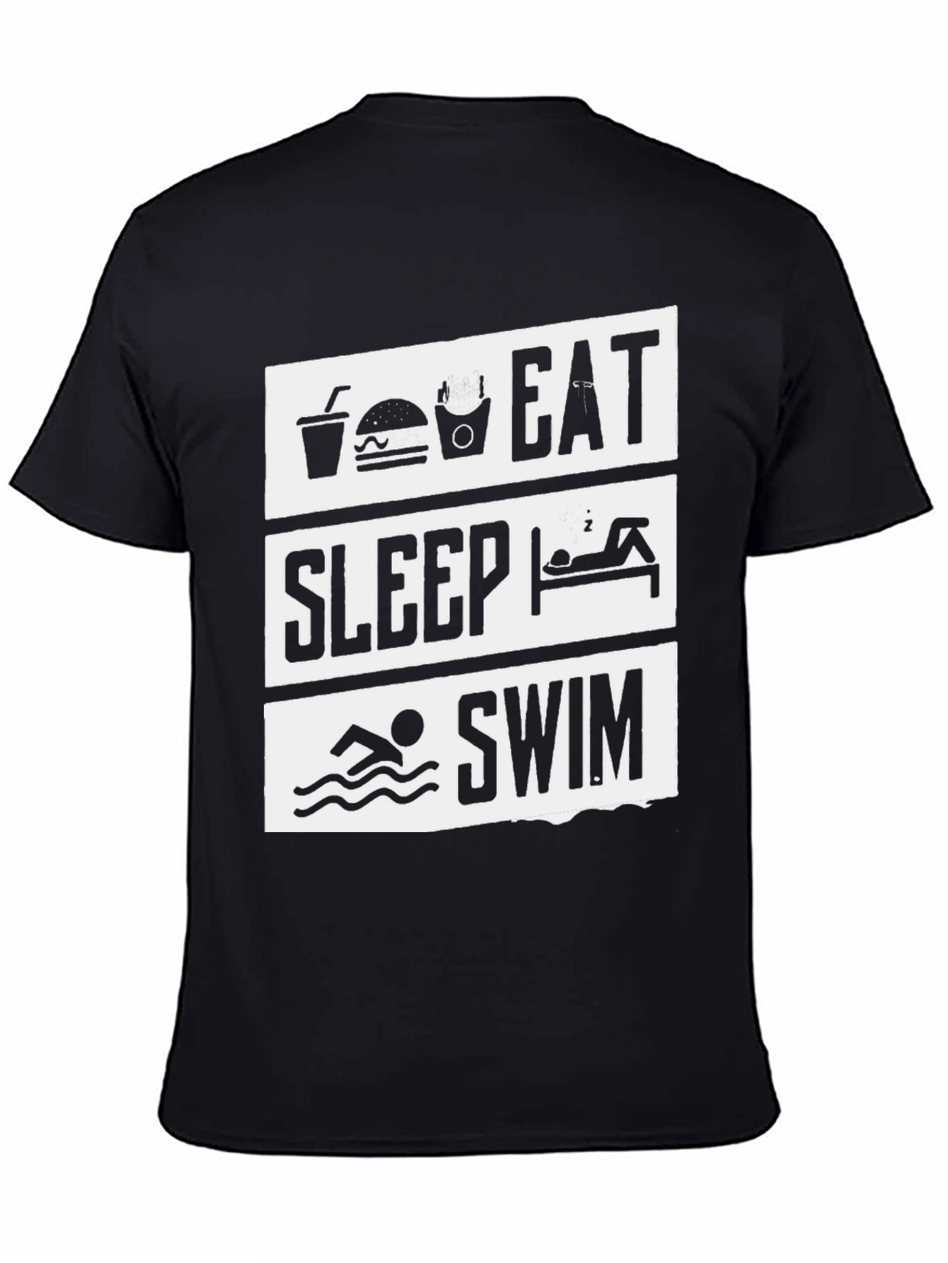 Black Eat Sleep Swim Black Graphic Tee view 4
