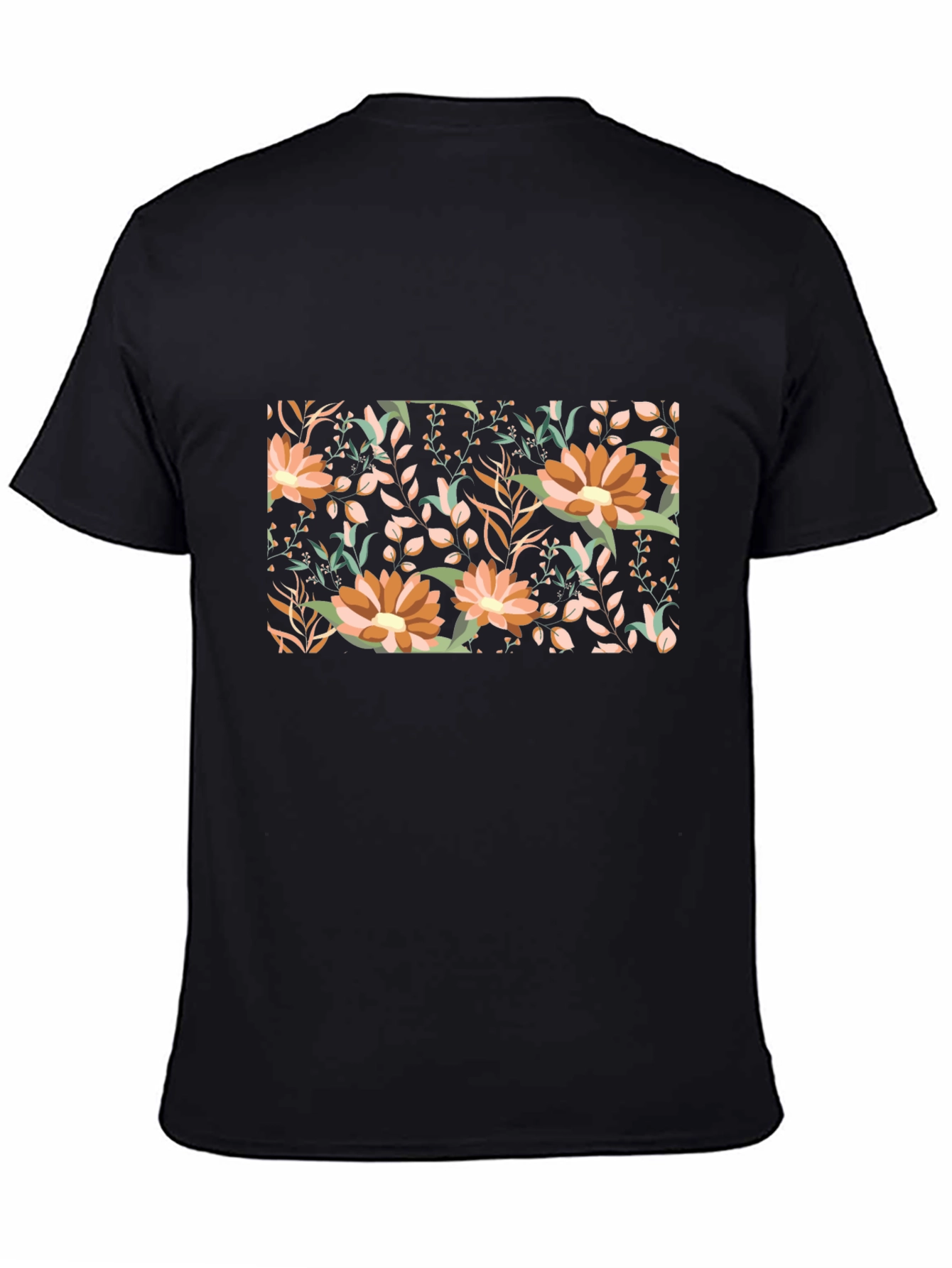 Black Floral Print Black T-Shirt view 4