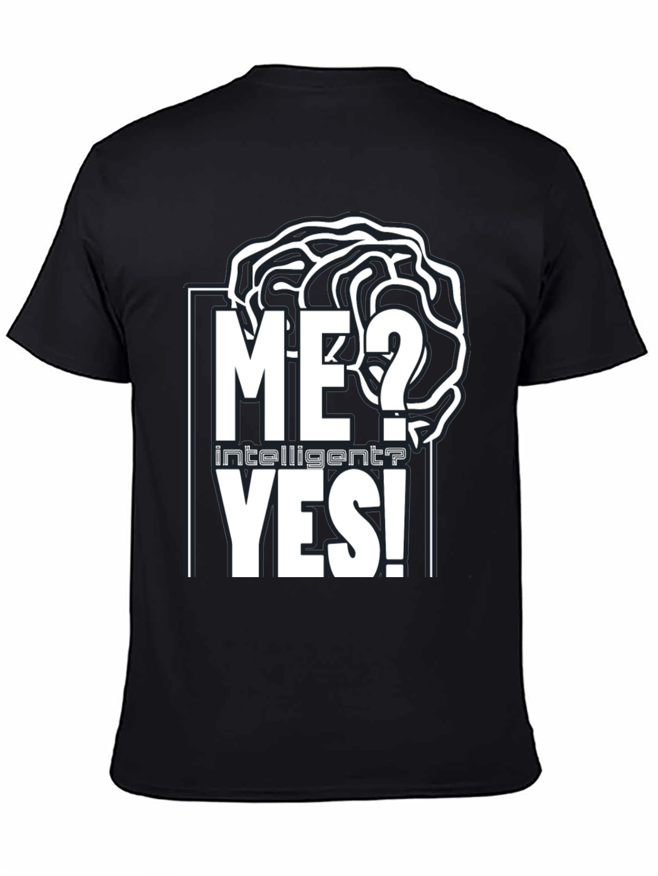 Black Intelligent YES! T-Shirt - Brain Design view 4