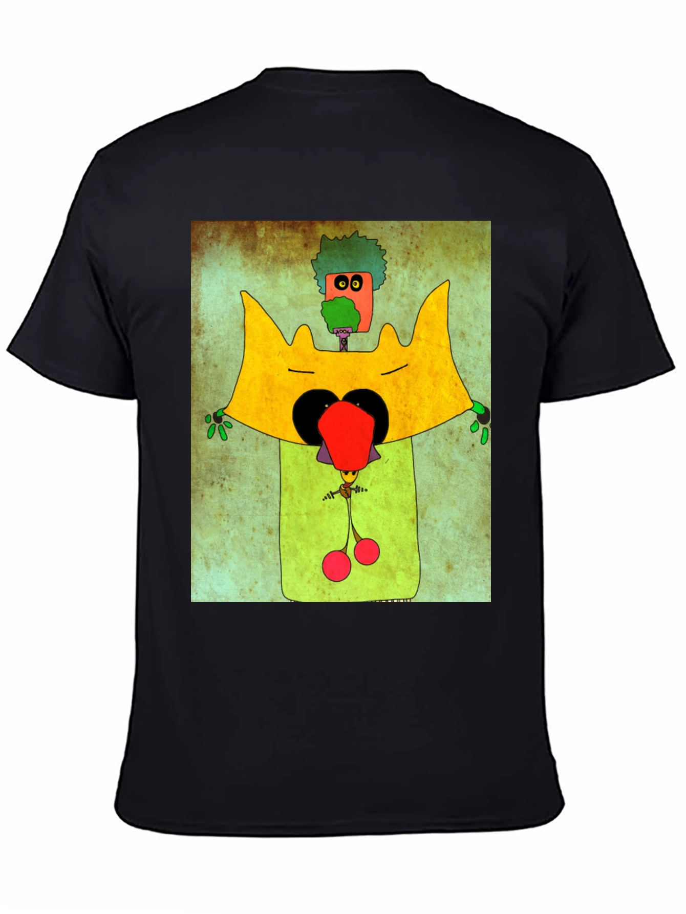Black Funky Cartoon Character Graphic Tee view 4
