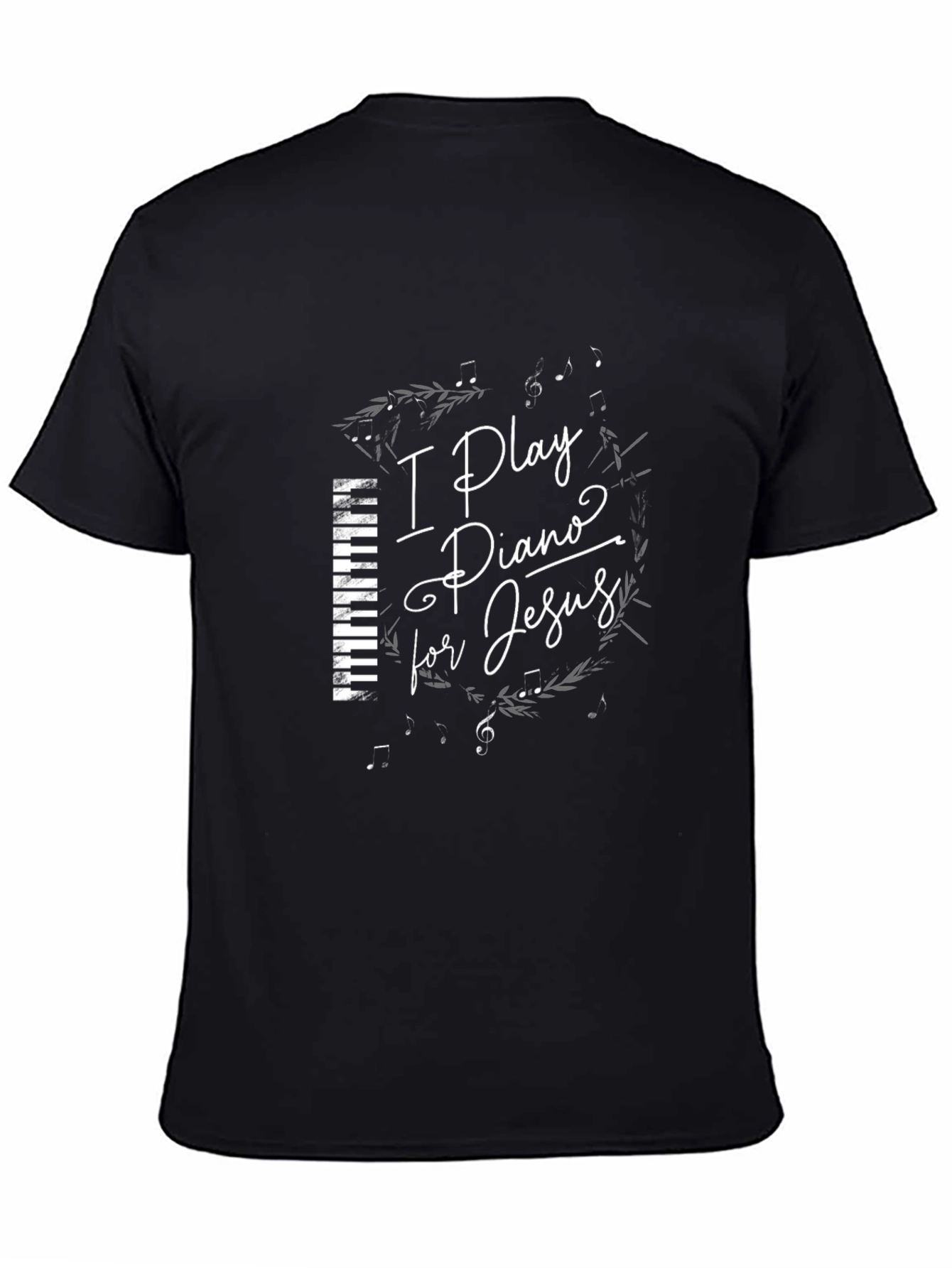Black I Play Piano for Jesus Black T-Shirt view 4