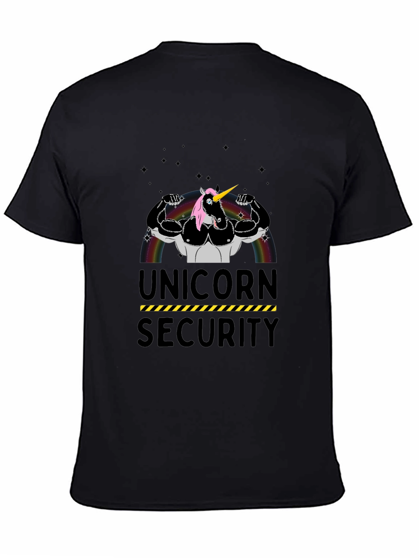 Black Unicorn Security Graphic T-Shirt - Black Cotton Tee view 4