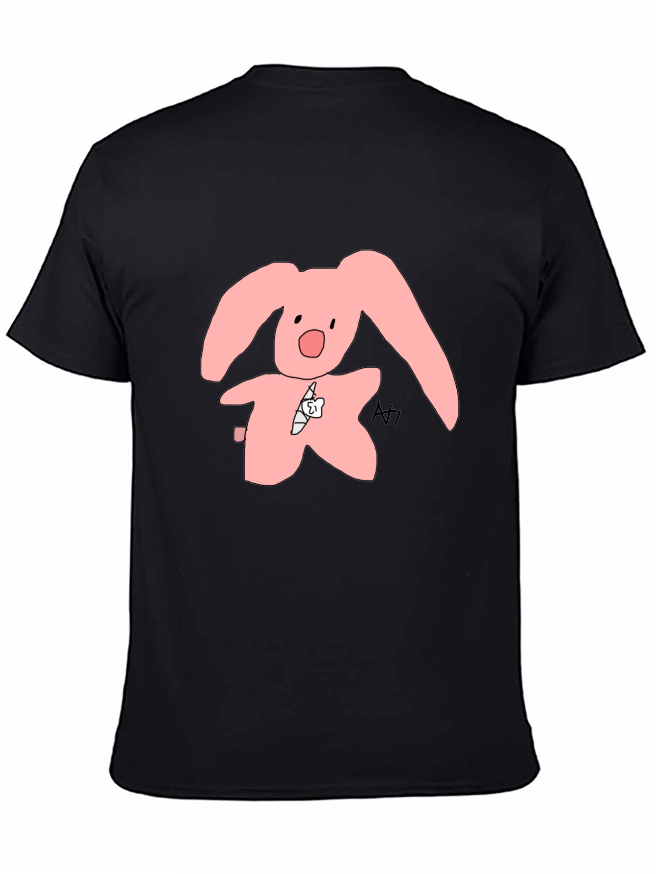 Black Pink Bunny Graphic Tee - Soft Cotton Blend view 4
