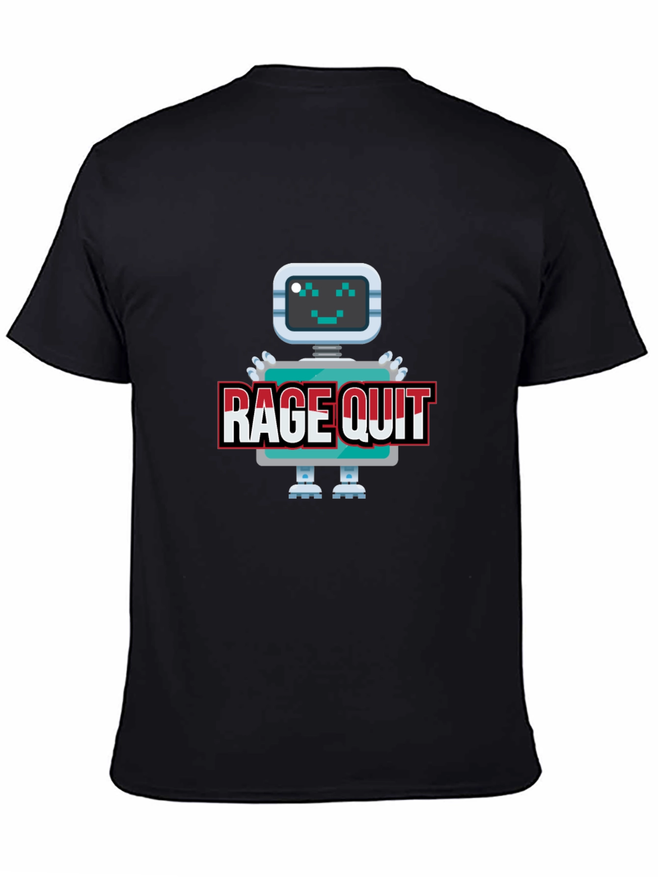 Black Rage Quit Robot Graphic Tee - Gamer T-Shirt view 4