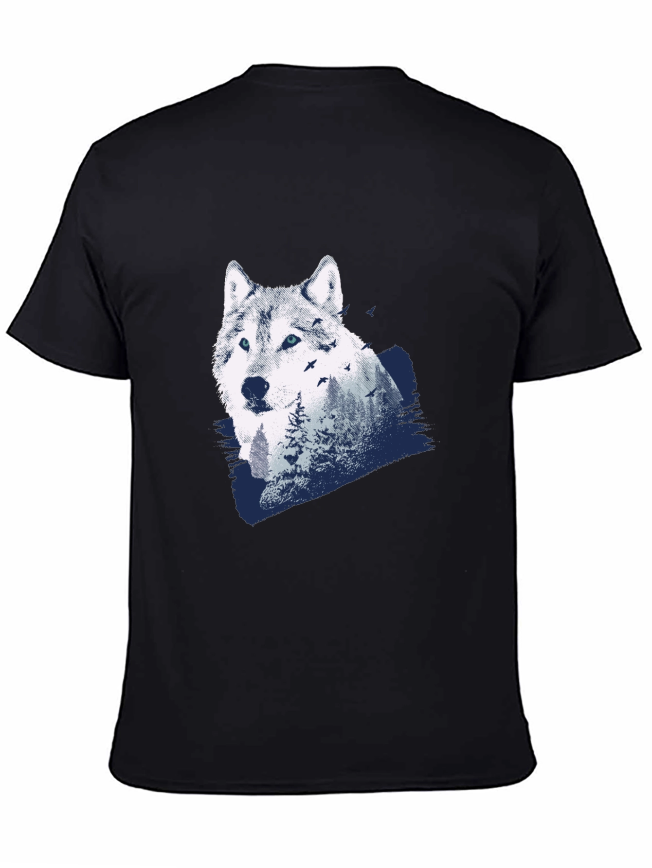 Black Wolf Graphic Print T-Shirt view 4