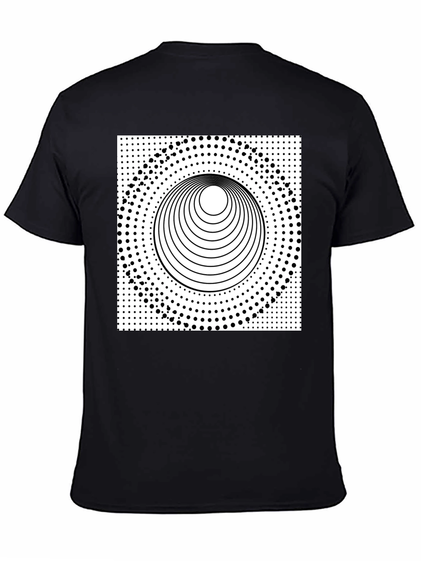 Black Optical Illusion Graphic Tee - Black Cotton T-Shirt view 4