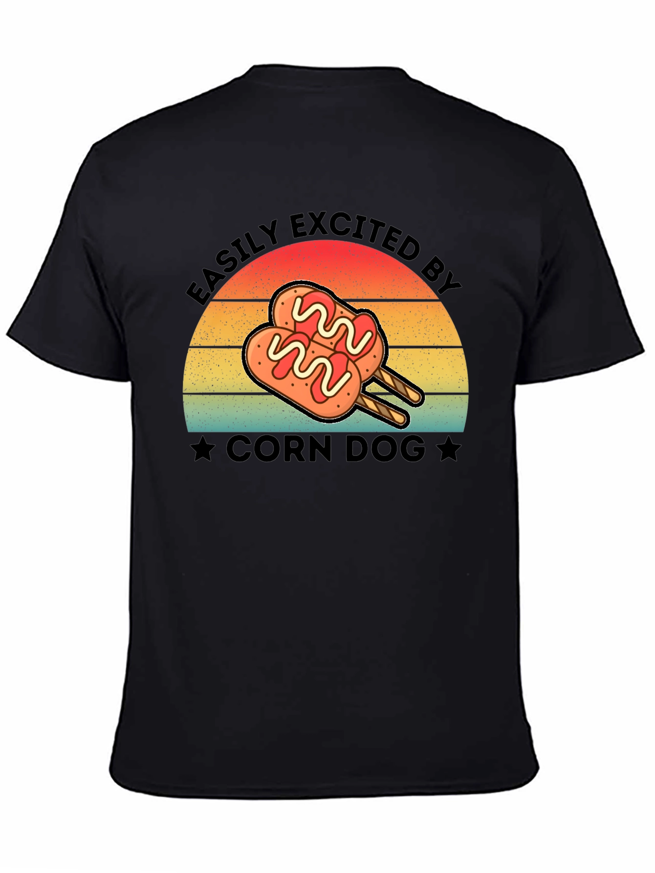 Black Corn Dog Lover T-Shirt - Easily Excited By Tee view 4