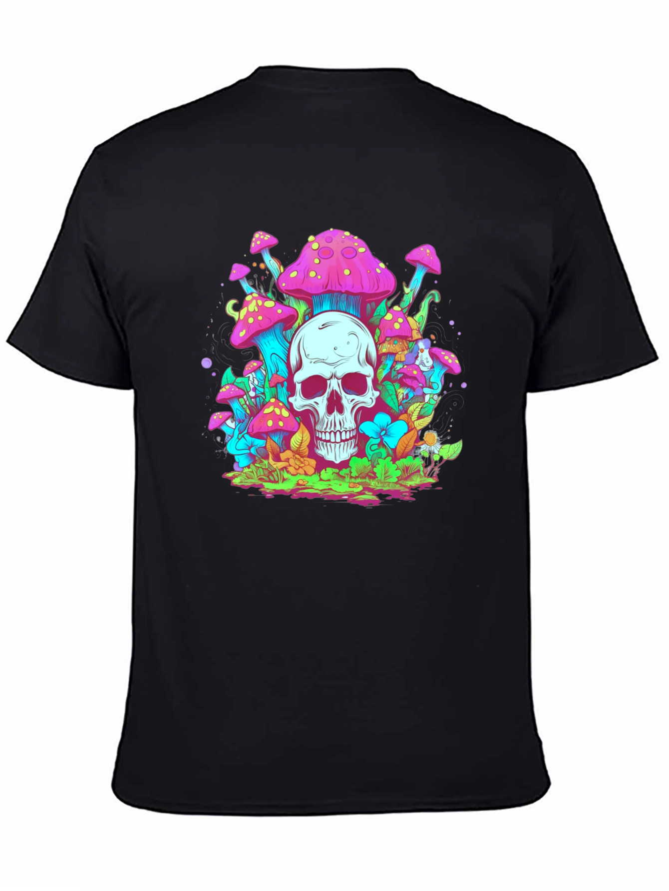 Black Skull Mushroom Graphic Tee - Black view 4