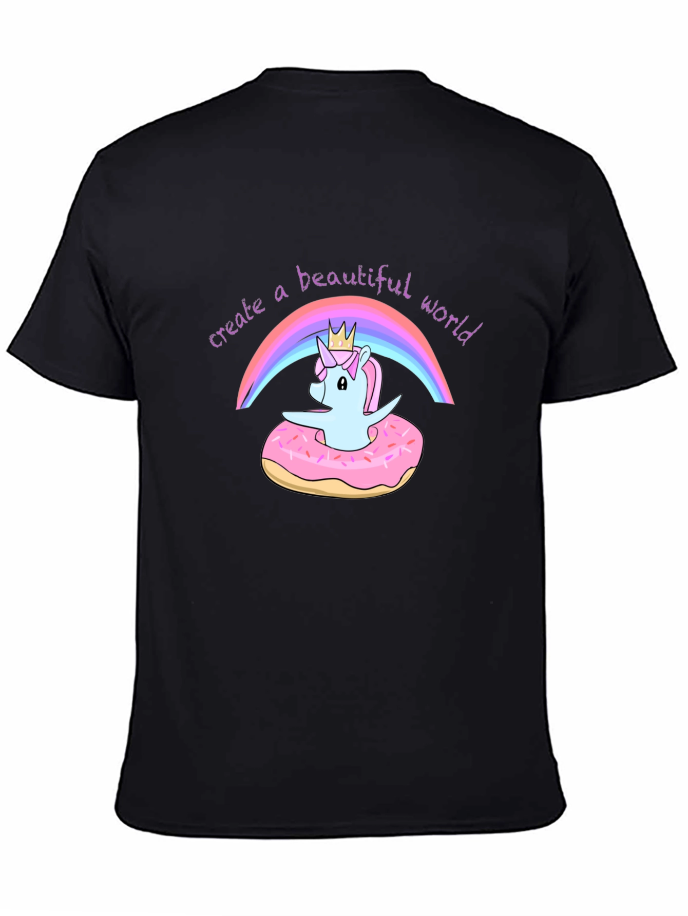 Black Unicorn Rainbow Graphic Tee view 4