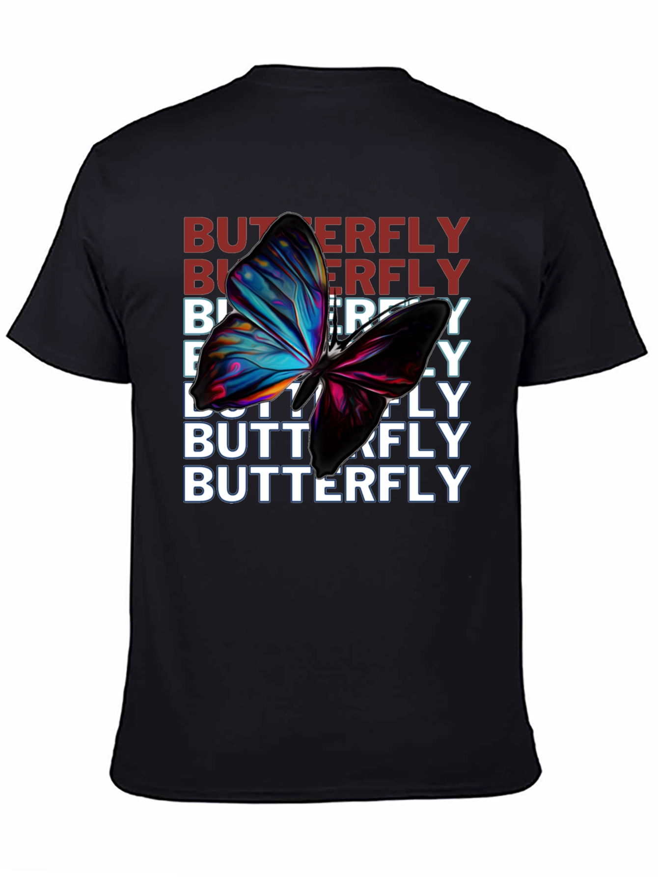Black Butterfly Graphic Print Black T-Shirt view 4