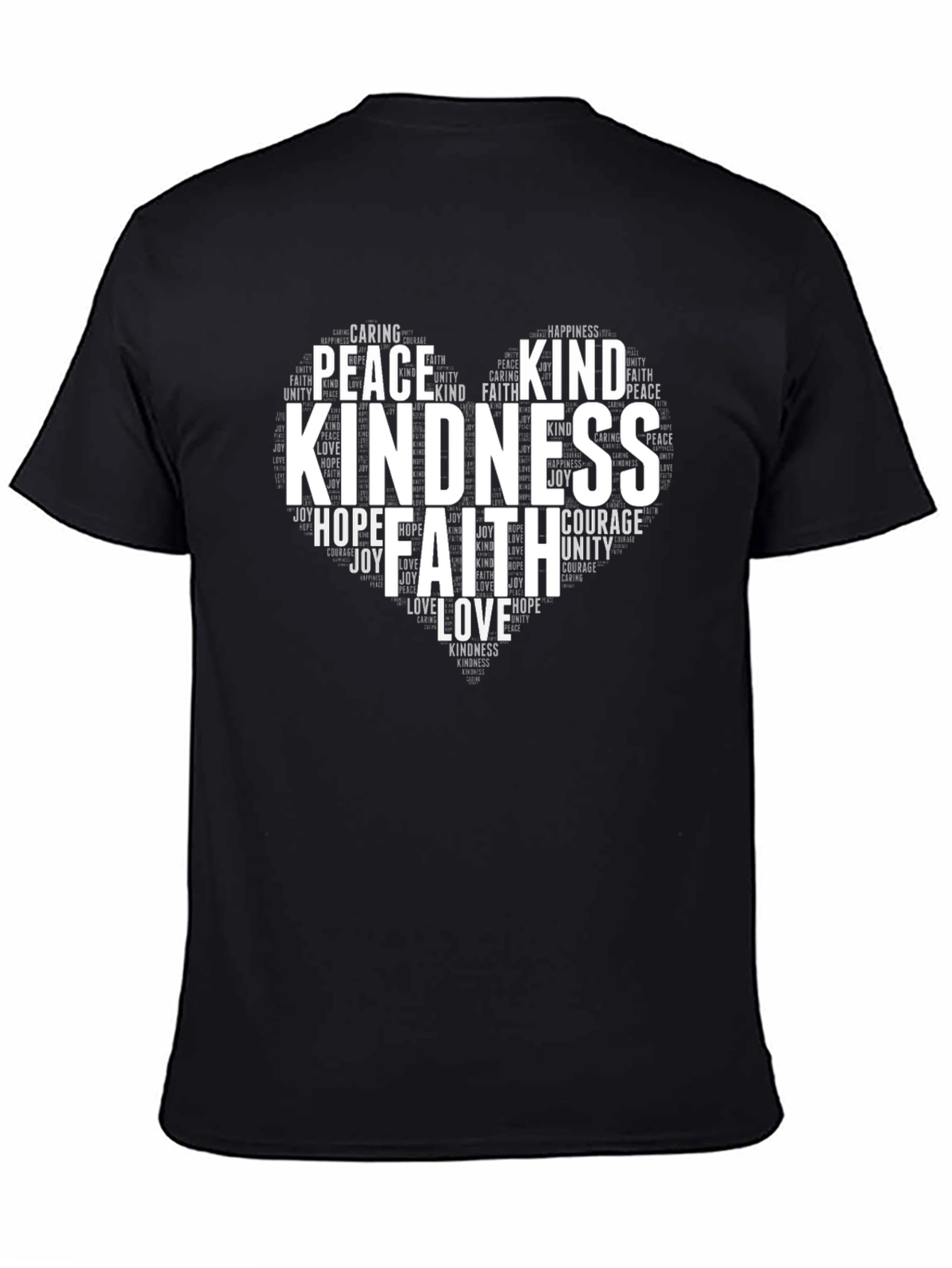 Black Kindness Heart Graphic Tee - Soft Black T-Shirt view 4