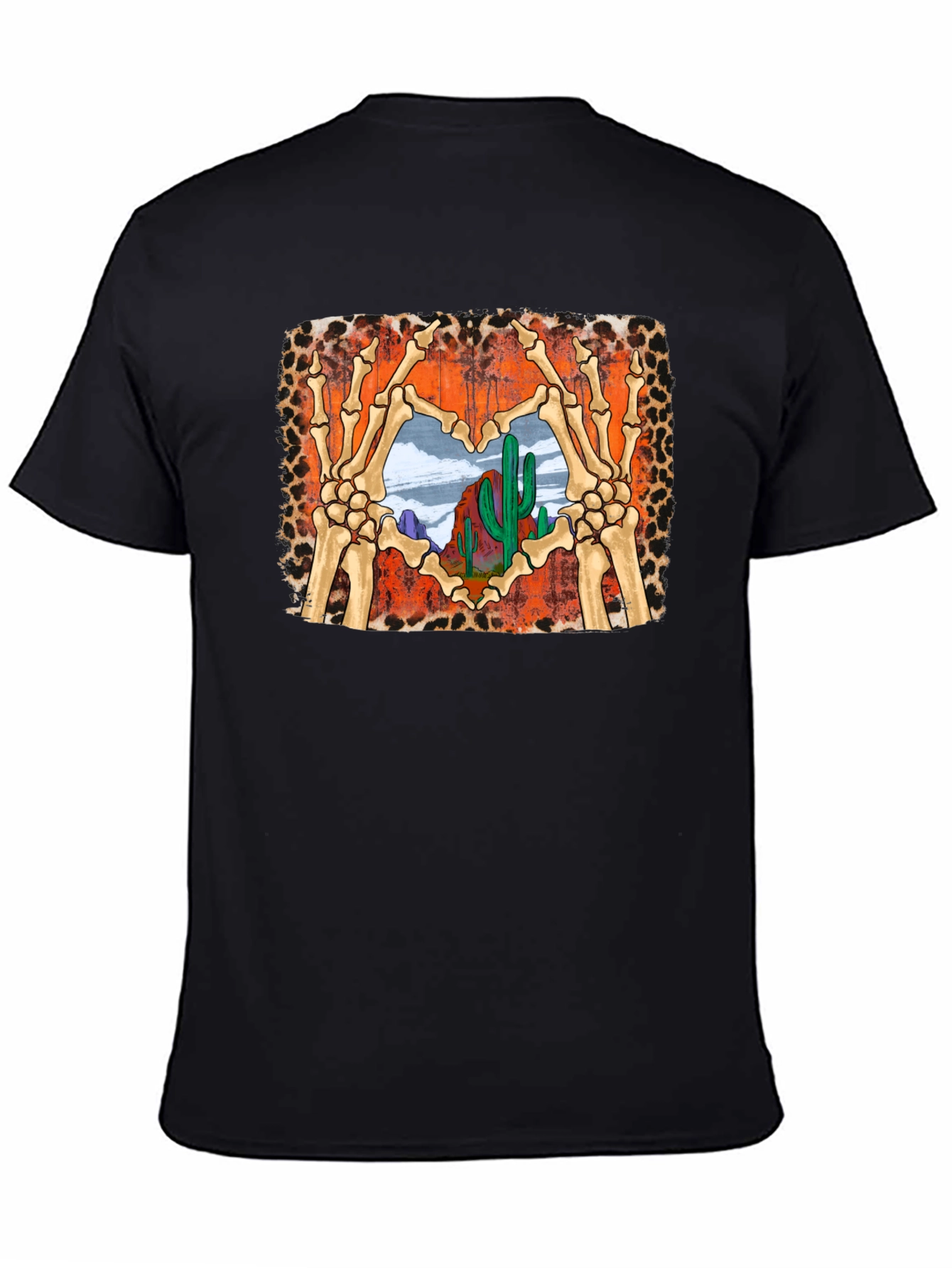 Black Desert Heart Skeleton Hands Graphic Tee view 4