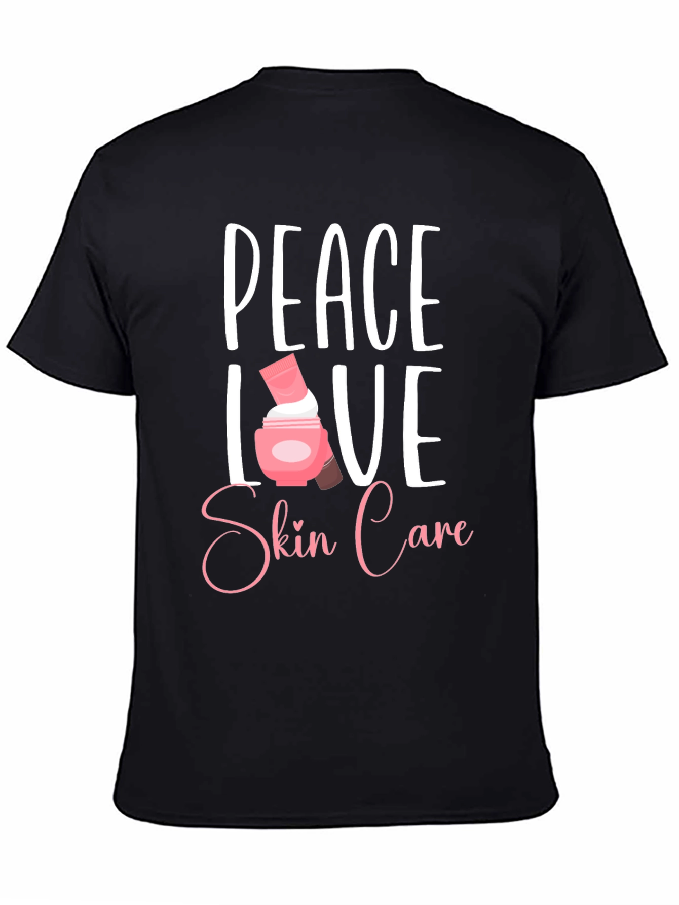Black Peace Love Skin Care T-Shirt - Black view 4
